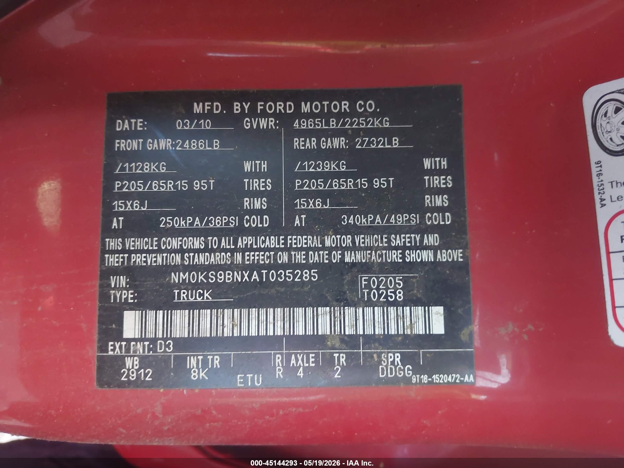 2010 Ford Transit Connect Xlt Красный vin: NM0KS9BNXAT035285
