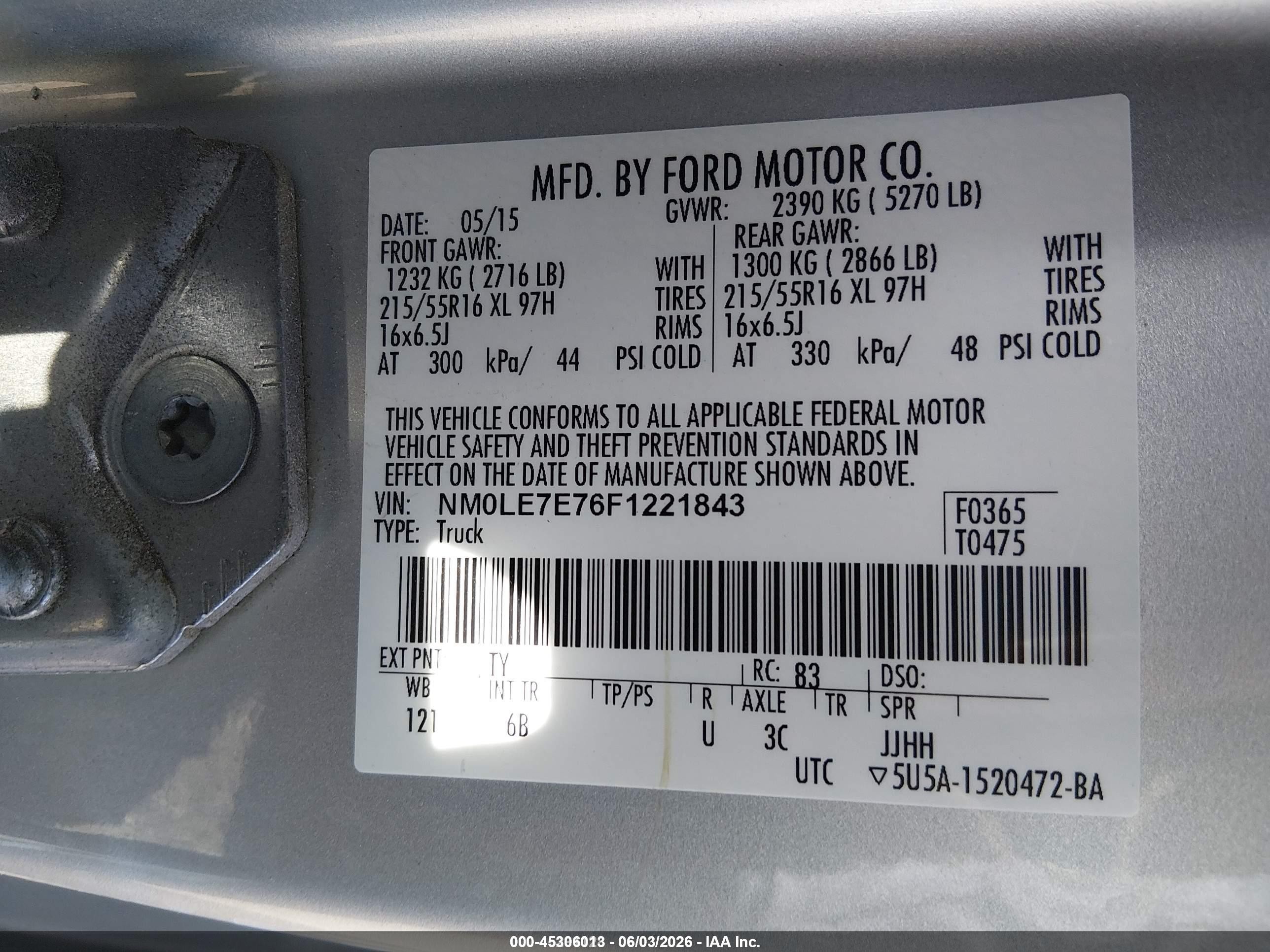 2015 Ford Transit Connect Xl Silver vin: NM0LE7E76F1221843