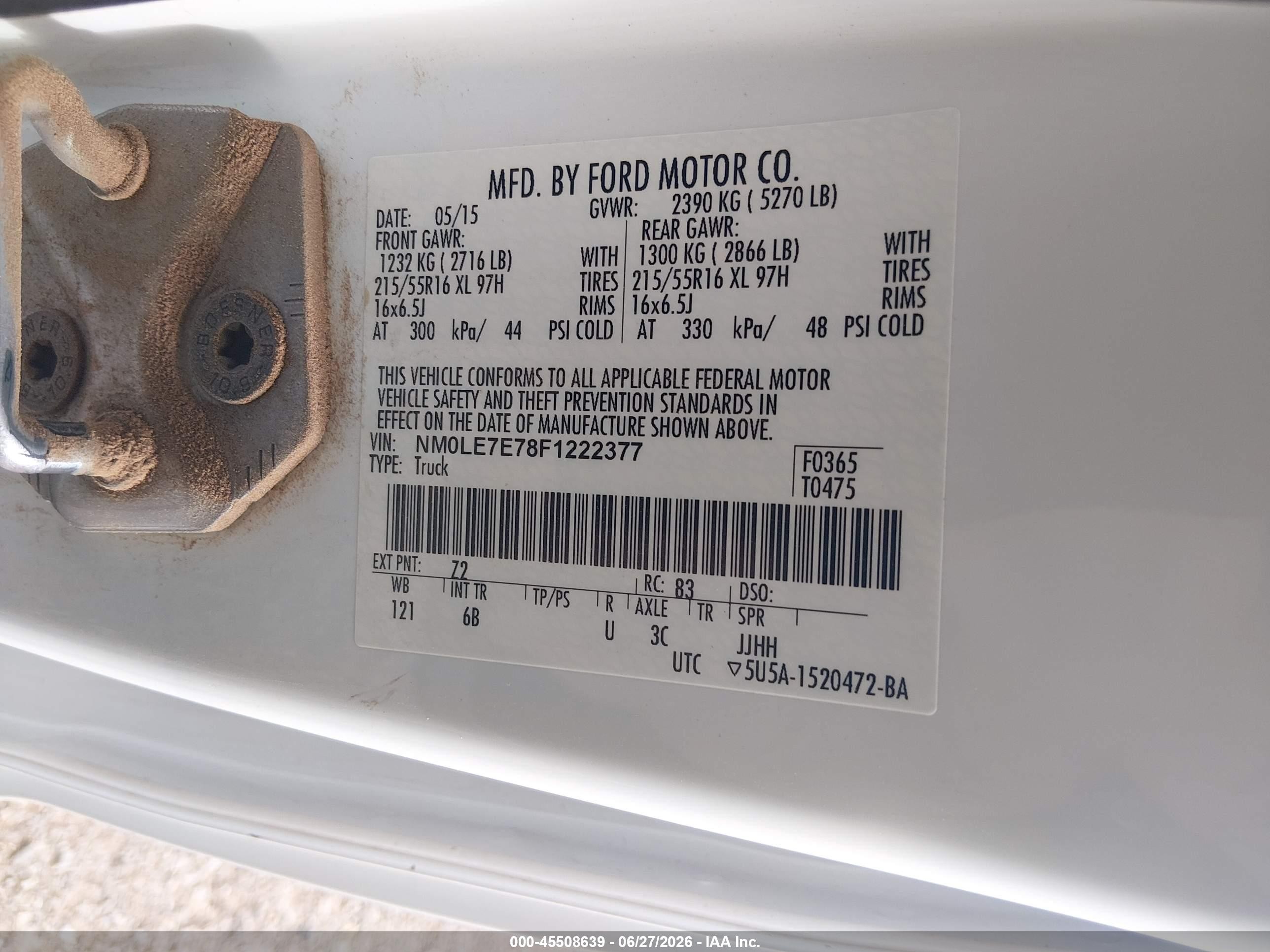 2015 Ford Transit Connect Xl White vin: NM0LE7E78F1222377