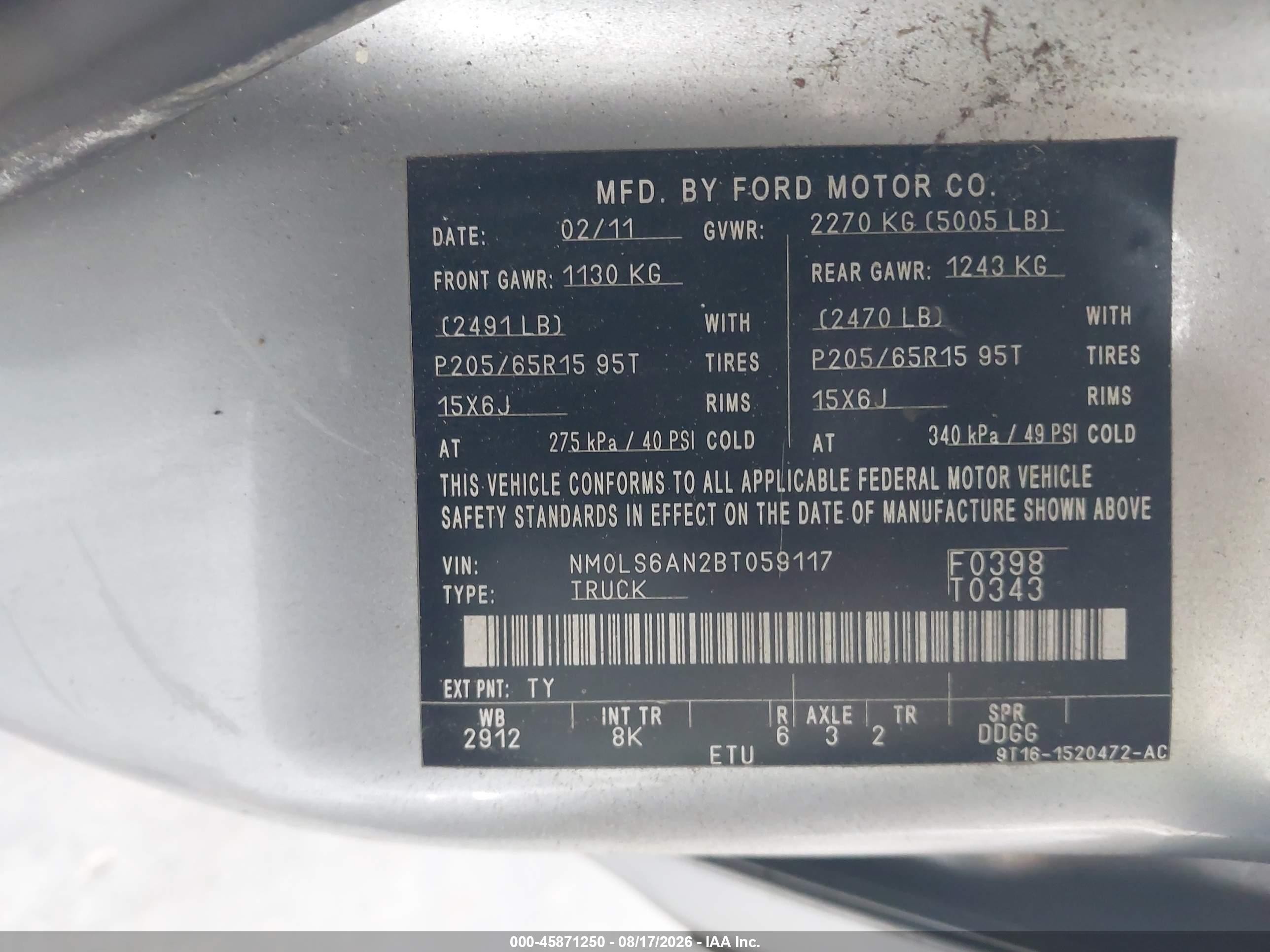 2011 Ford Transit Connect Xl Silver vin: NM0LS6AN2BT059117