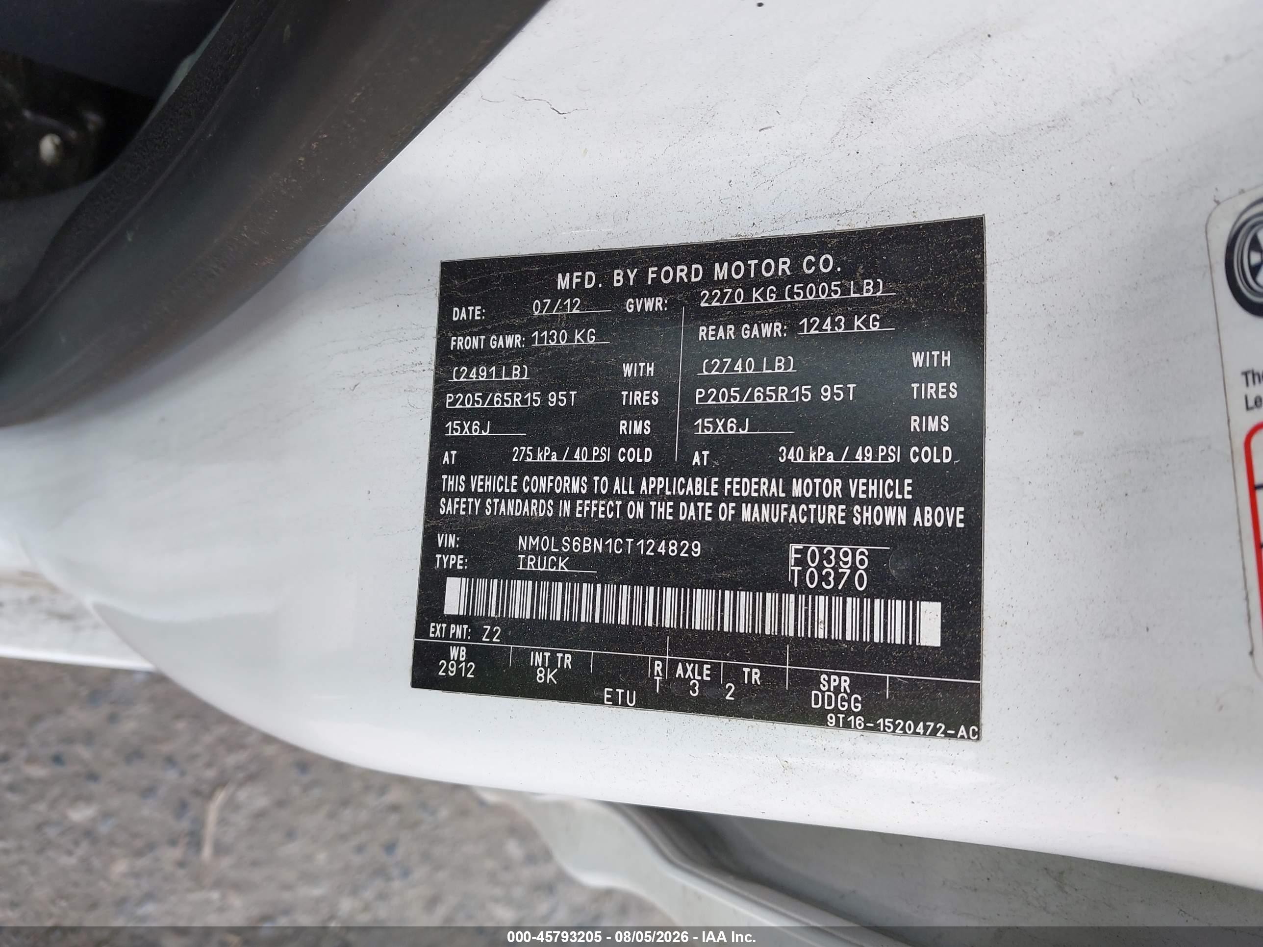 2012 Ford Transit Connect Xlt White vin: NM0LS6BN1CT124829