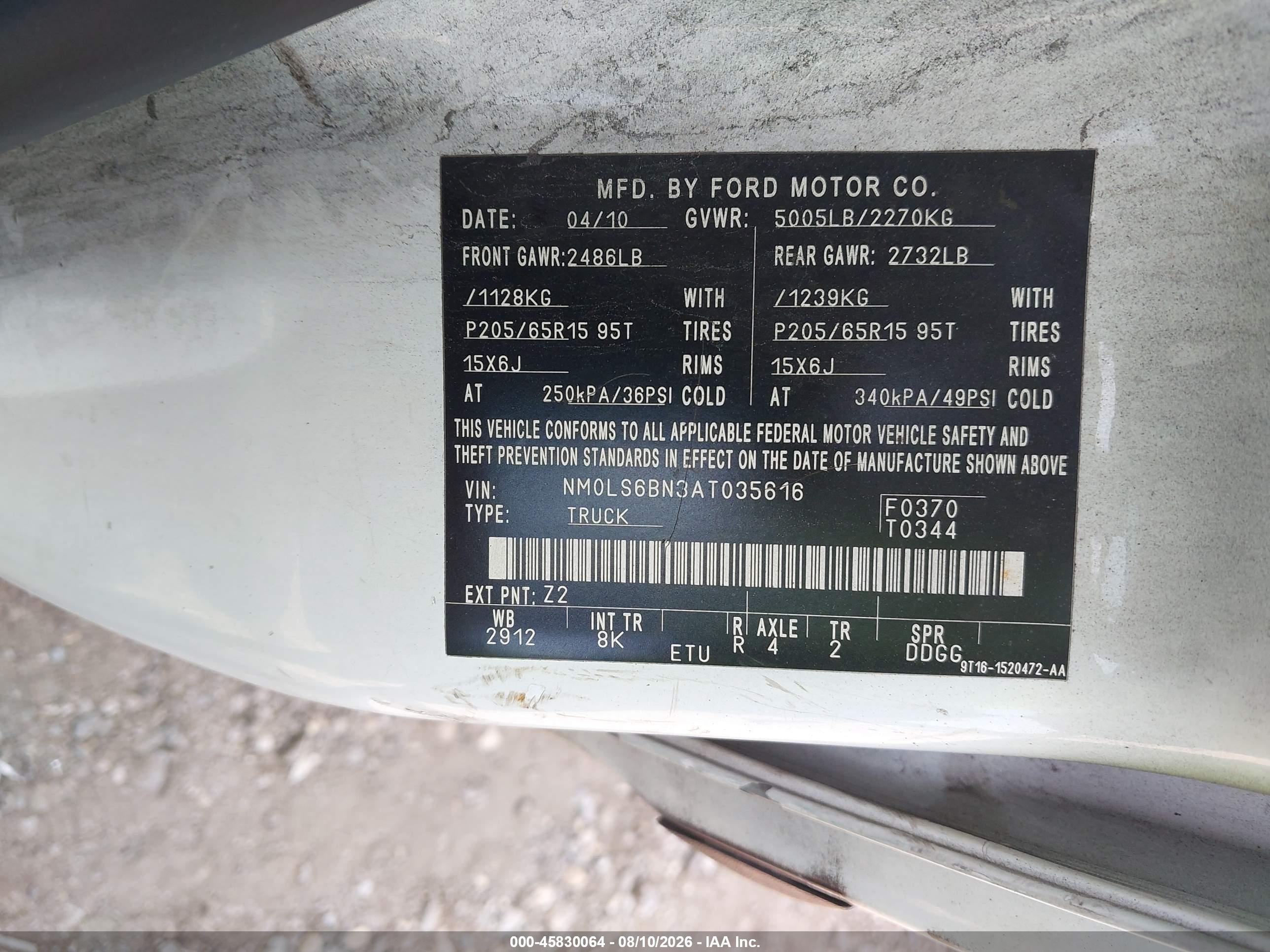 2010 Ford Transit Connect Xlt White vin: NM0LS6BN3AT035616