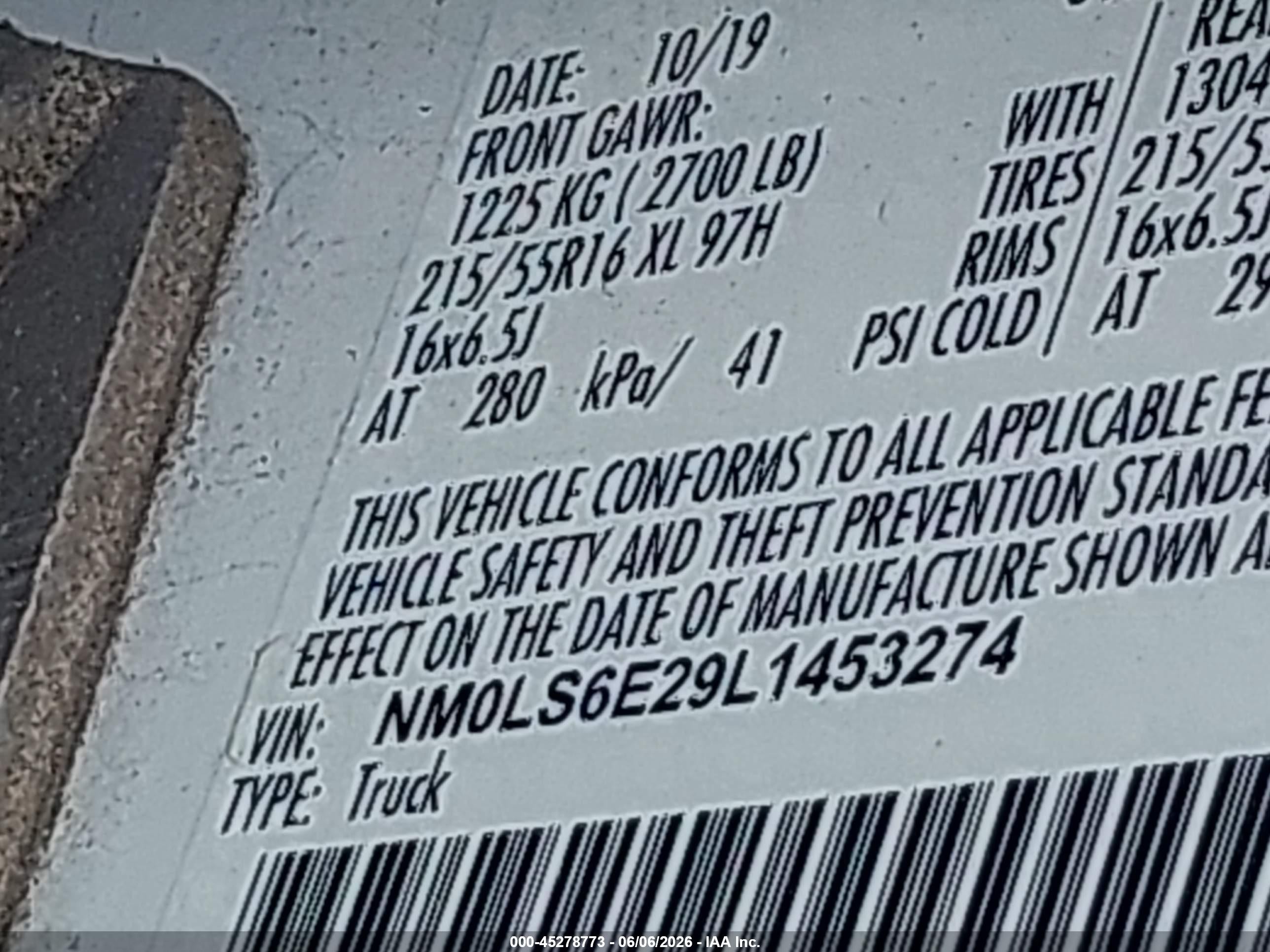 2020 Ford Transit Connect Xl White vin: NM0LS6E29L1453274