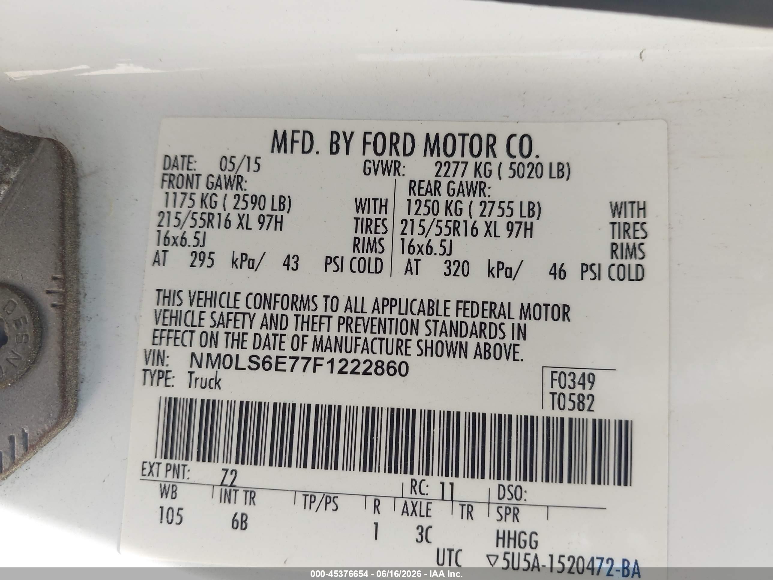 2015 Ford Transit Connect Xl White vin: NM0LS6E77F1222860