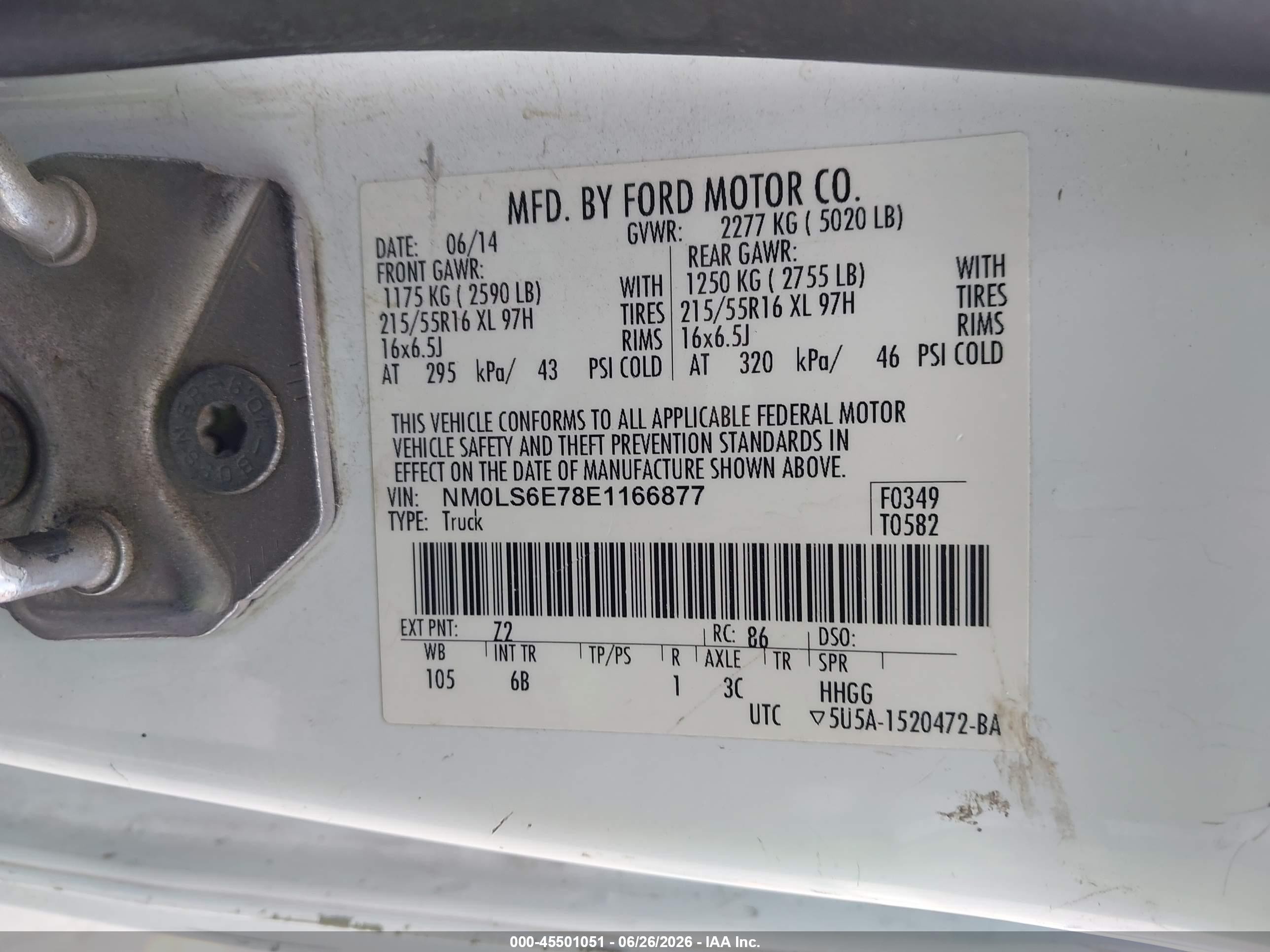 2014 Ford Transit Connect Xl White vin: NM0LS6E78E1166877