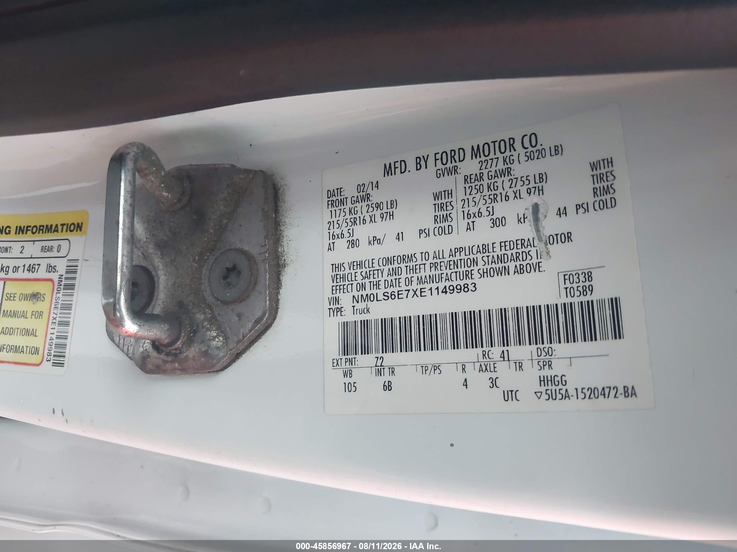 2014 Ford Transit Connect Xl White vin: NM0LS6E7XE1149983