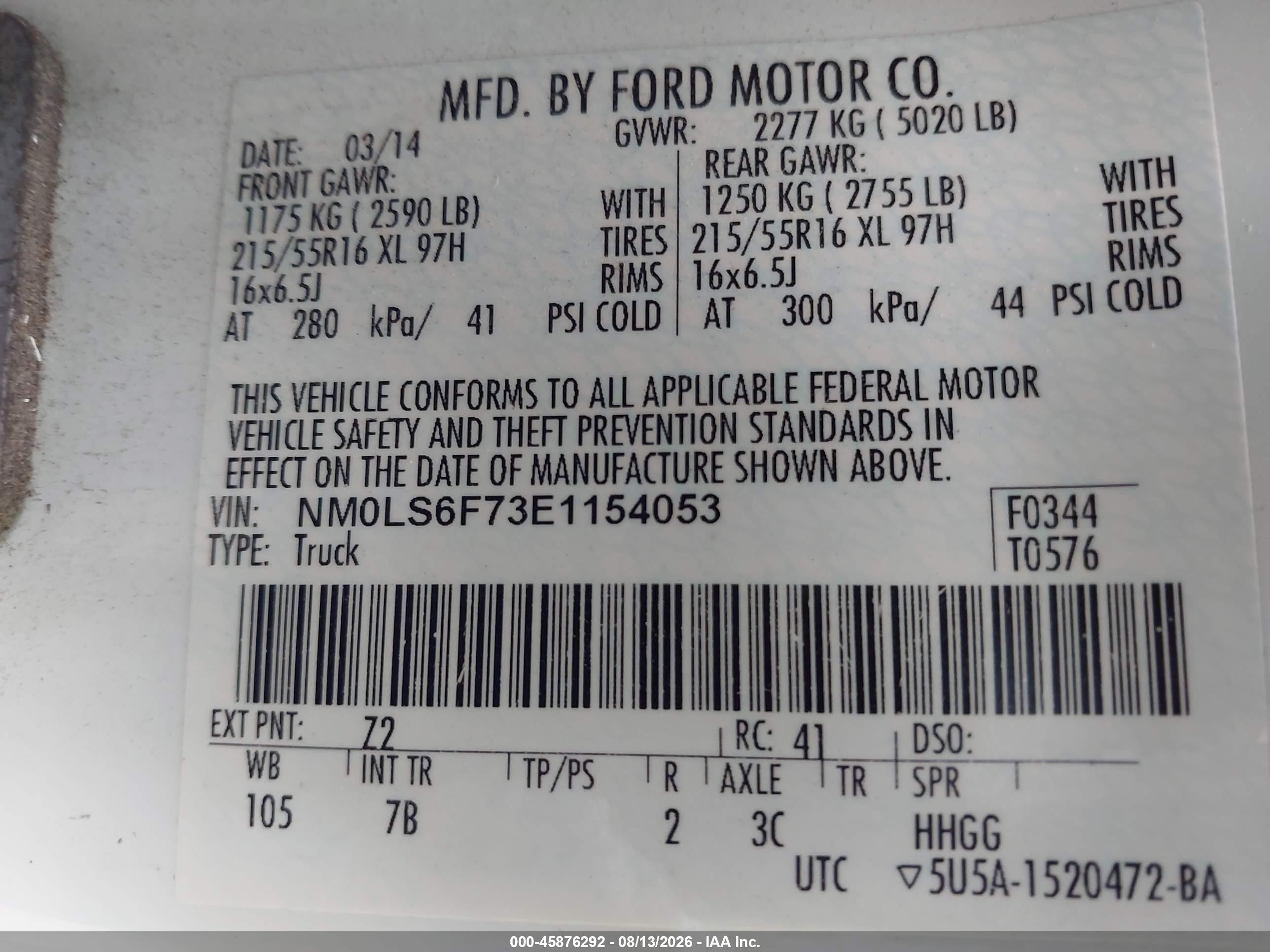 2014 Ford Transit Connect Xlt White vin: NM0LS6F73E1154053