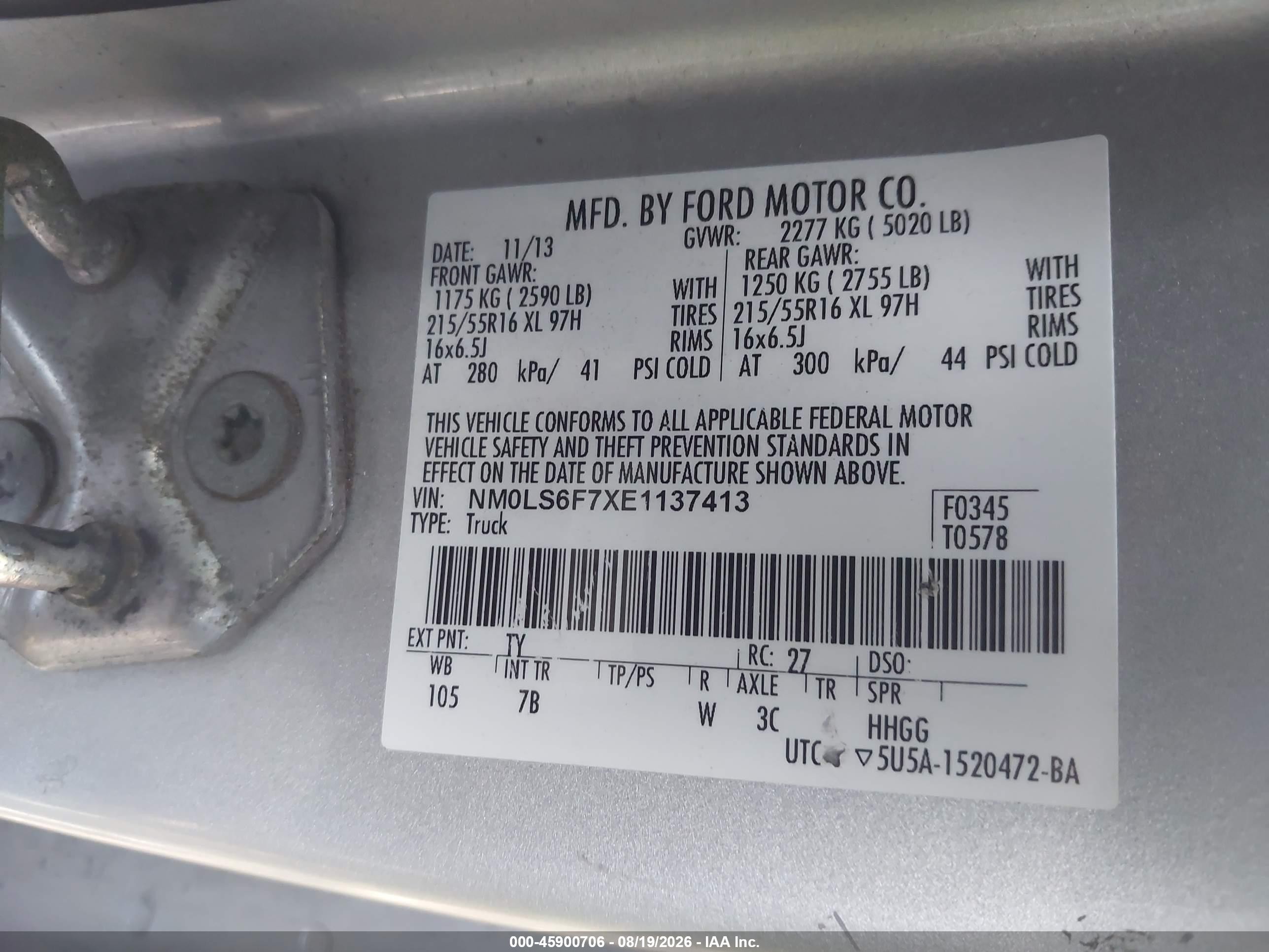 2014 Ford Transit Connect Xlt Silver vin: NM0LS6F7XE1137413