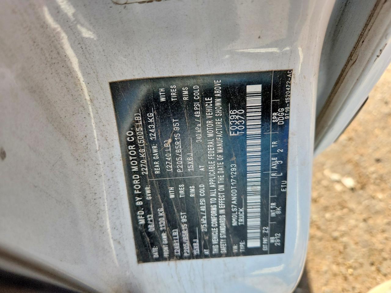 2013 Ford Transit Connect Xl White vin: NM0LS7AN0DT171293