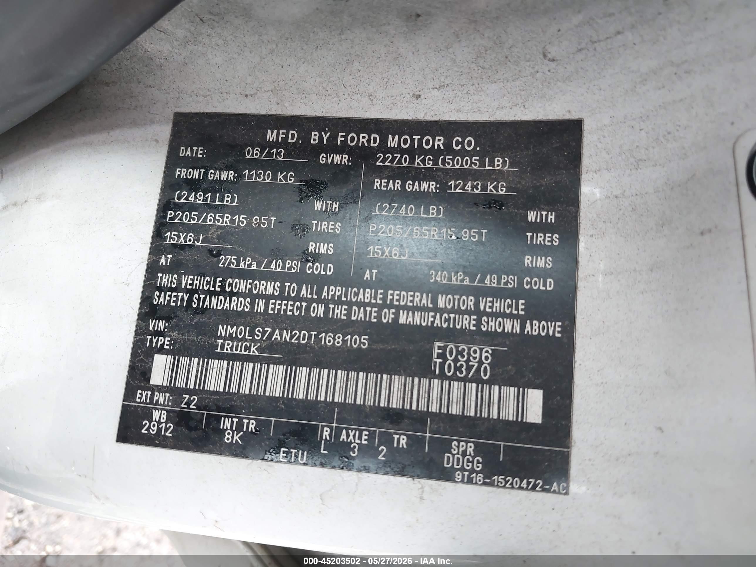 2013 Ford Transit Connect Xl White vin: NM0LS7AN2DT168105