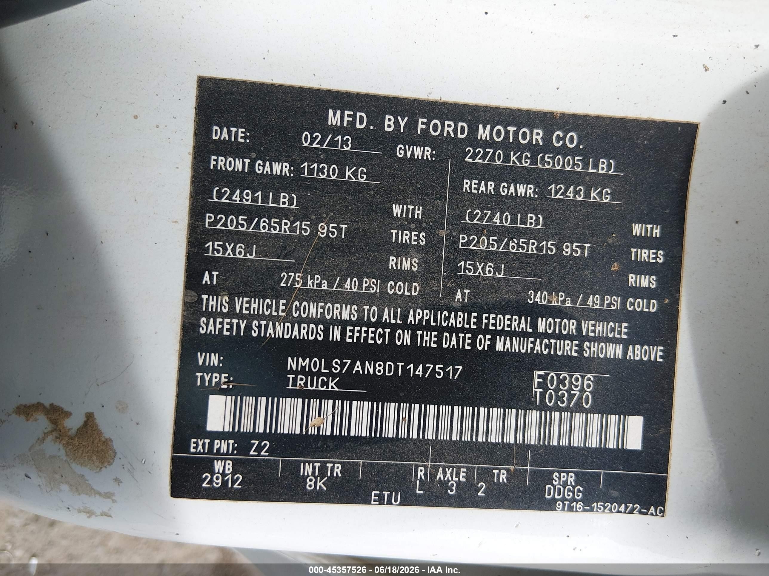 2013 Ford Transit Connect Xl Белый vin: NM0LS7AN8DT147517