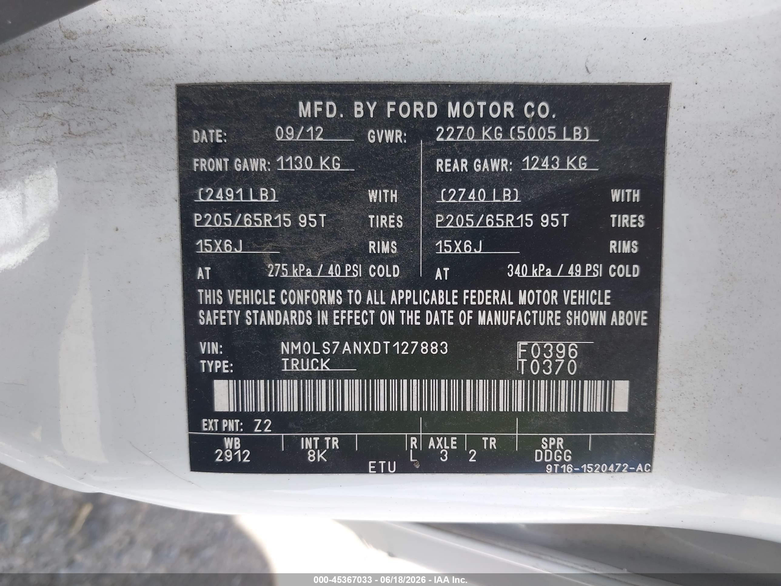 2013 Ford Transit Connect Xl White vin: NM0LS7ANXDT127883