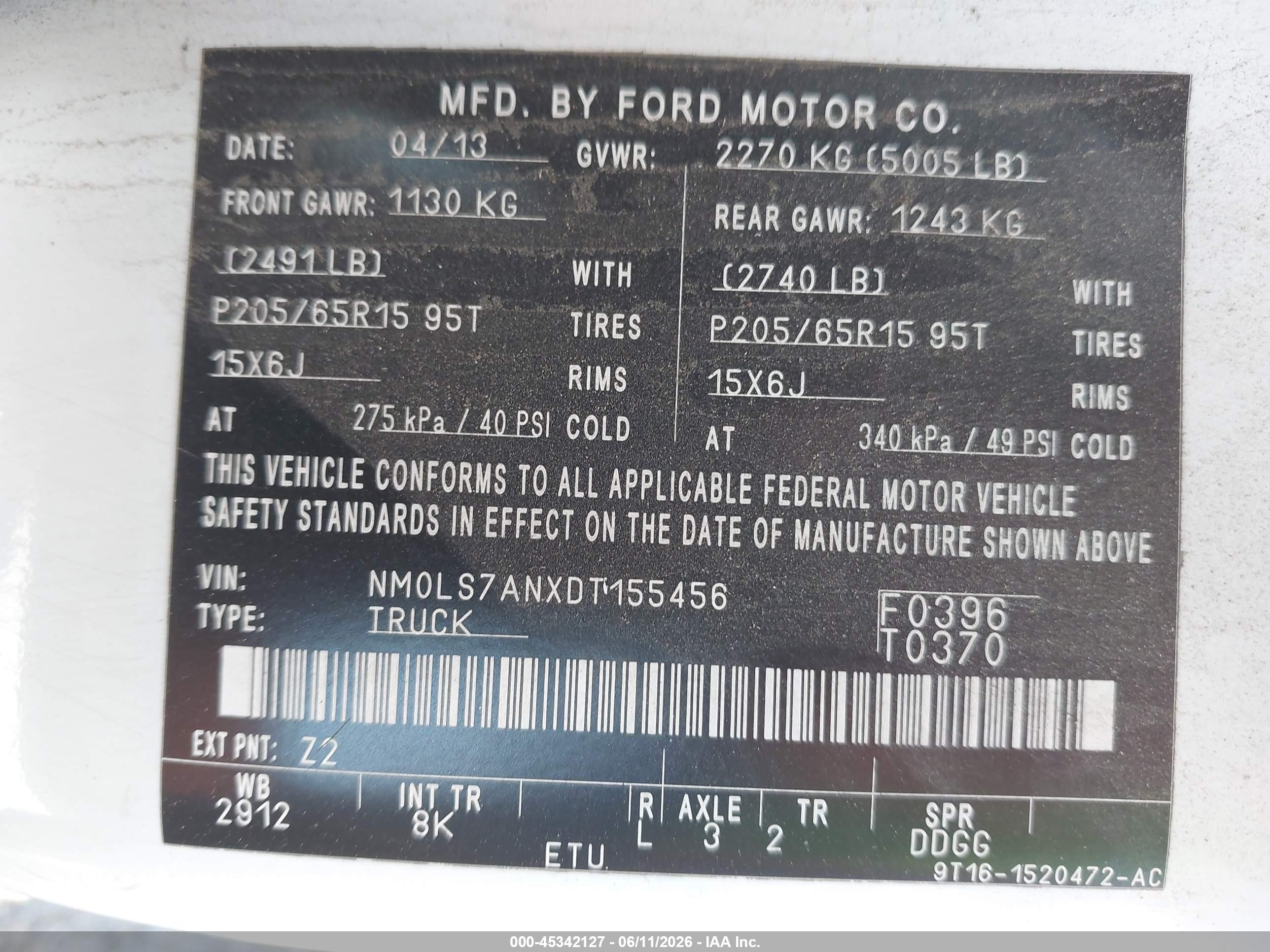 2013 Ford Transit Connect Xl White vin: NM0LS7ANXDT155456