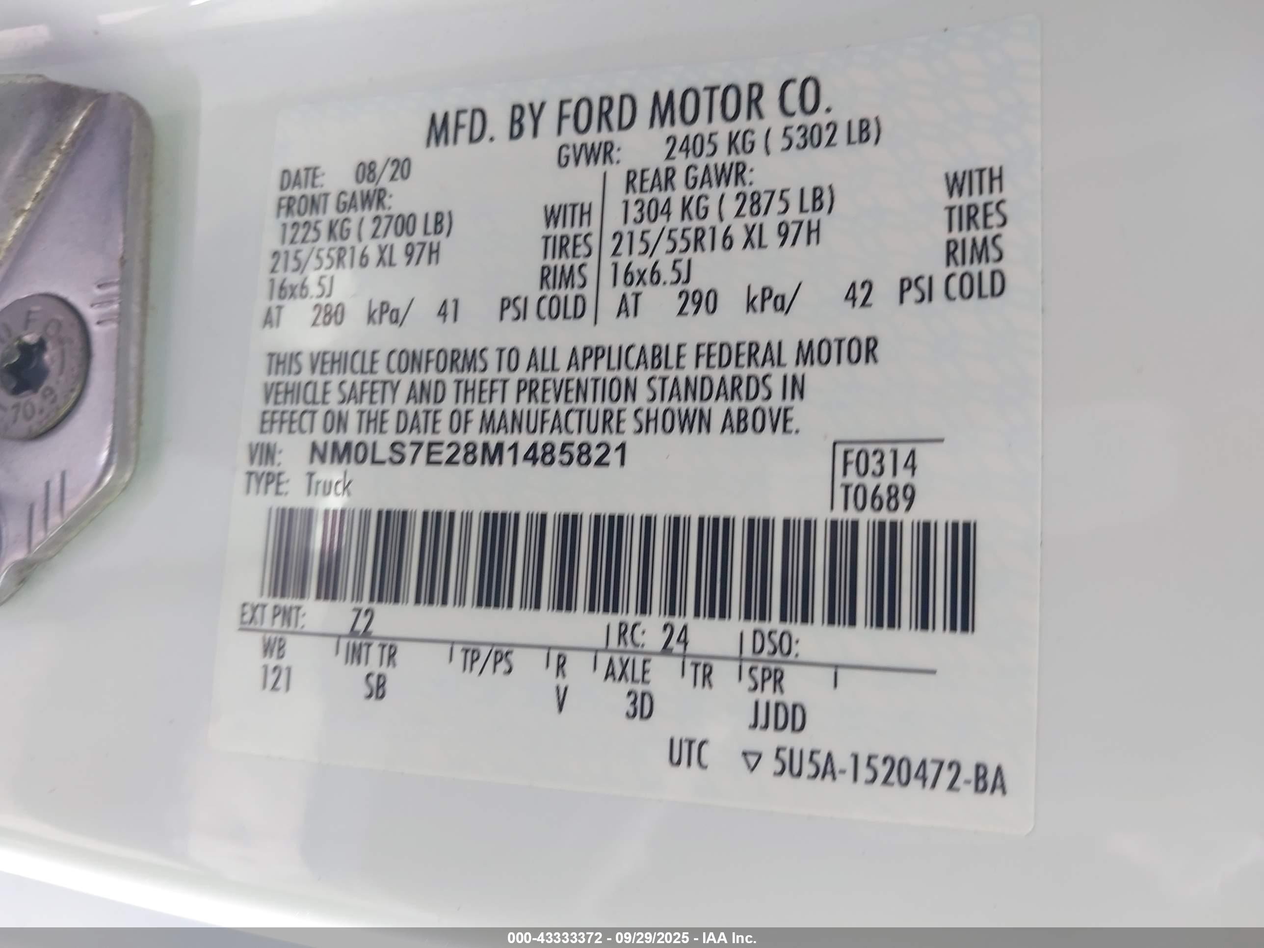 2021 Ford Transit Connect Xl Белый vin: NM0LS7E28M1485821