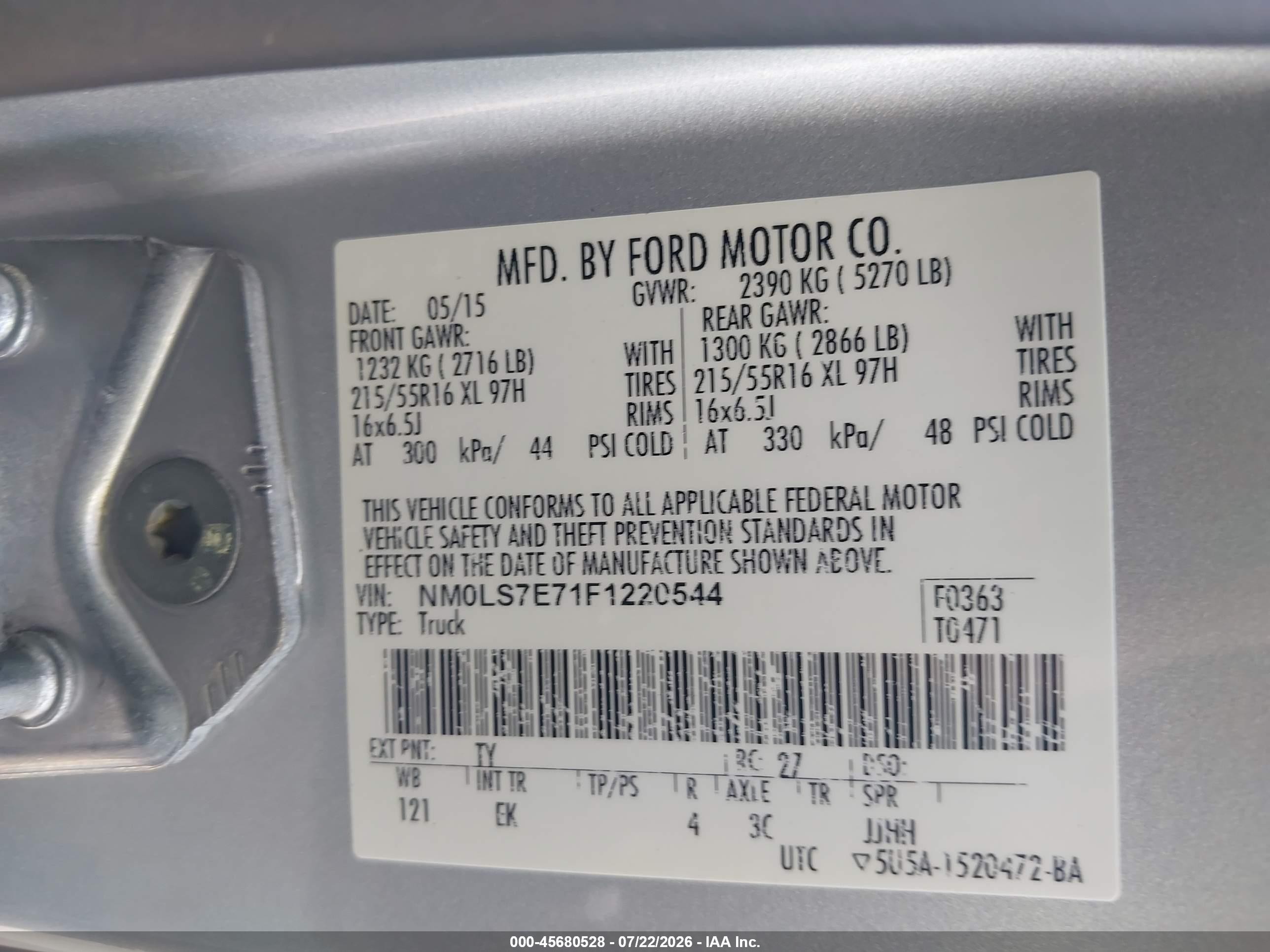 2015 Ford Transit Connect Xl Silver vin: NM0LS7E71F1220544