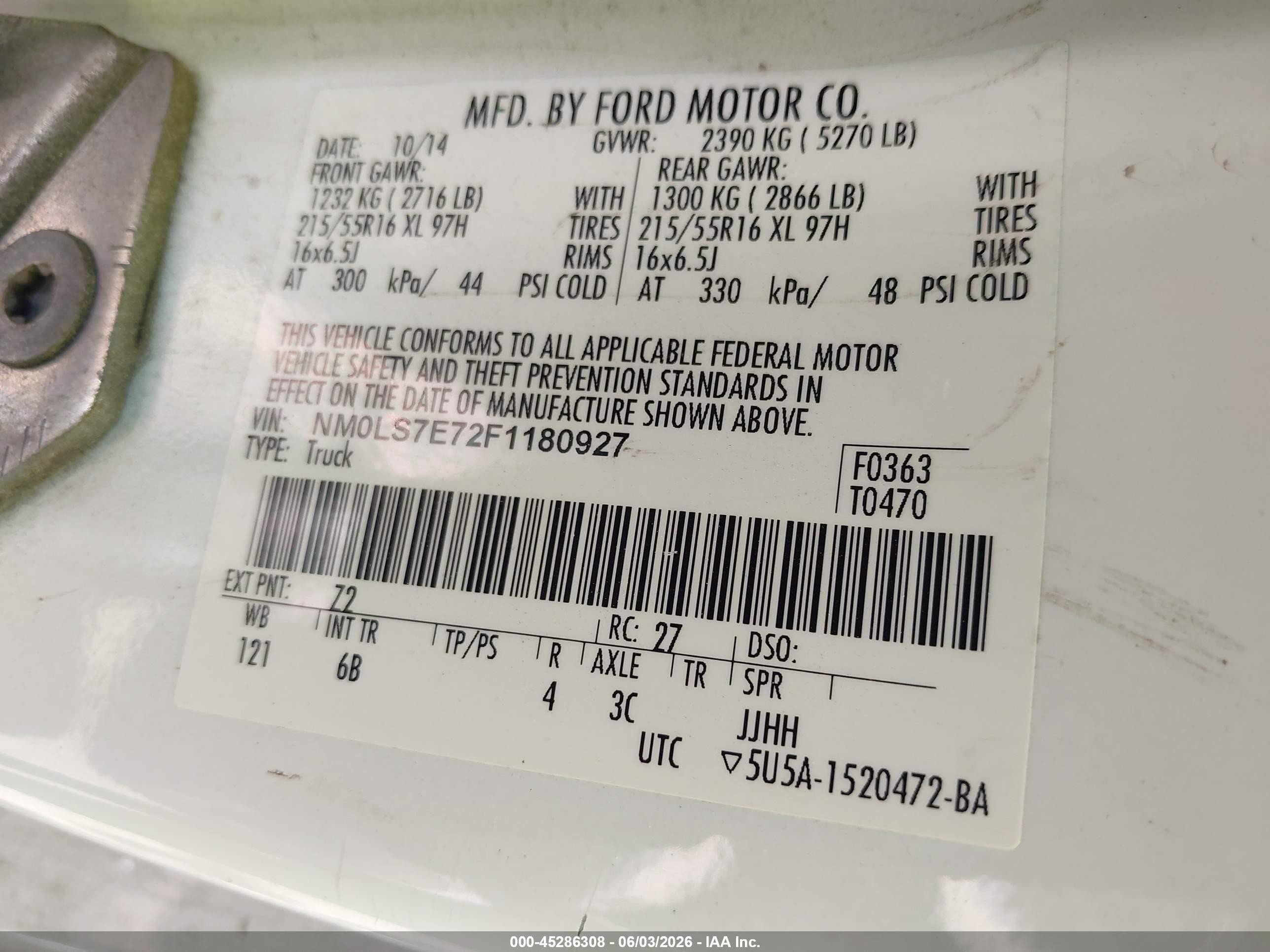 2015 Ford Transit Connect Xl Белый vin: NM0LS7E72F1180927