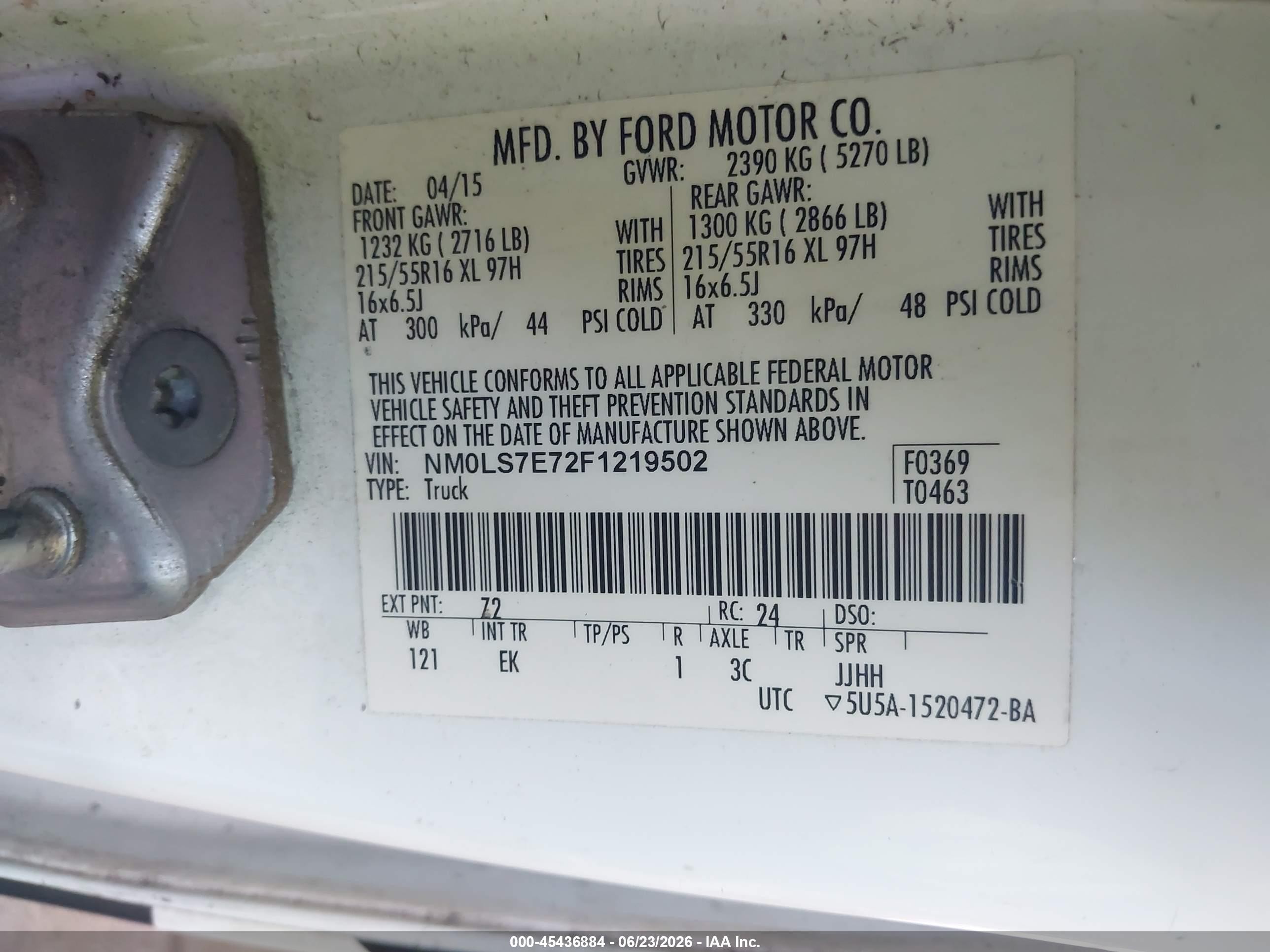2015 Ford Transit Connect Xl White vin: NM0LS7E72F1219502