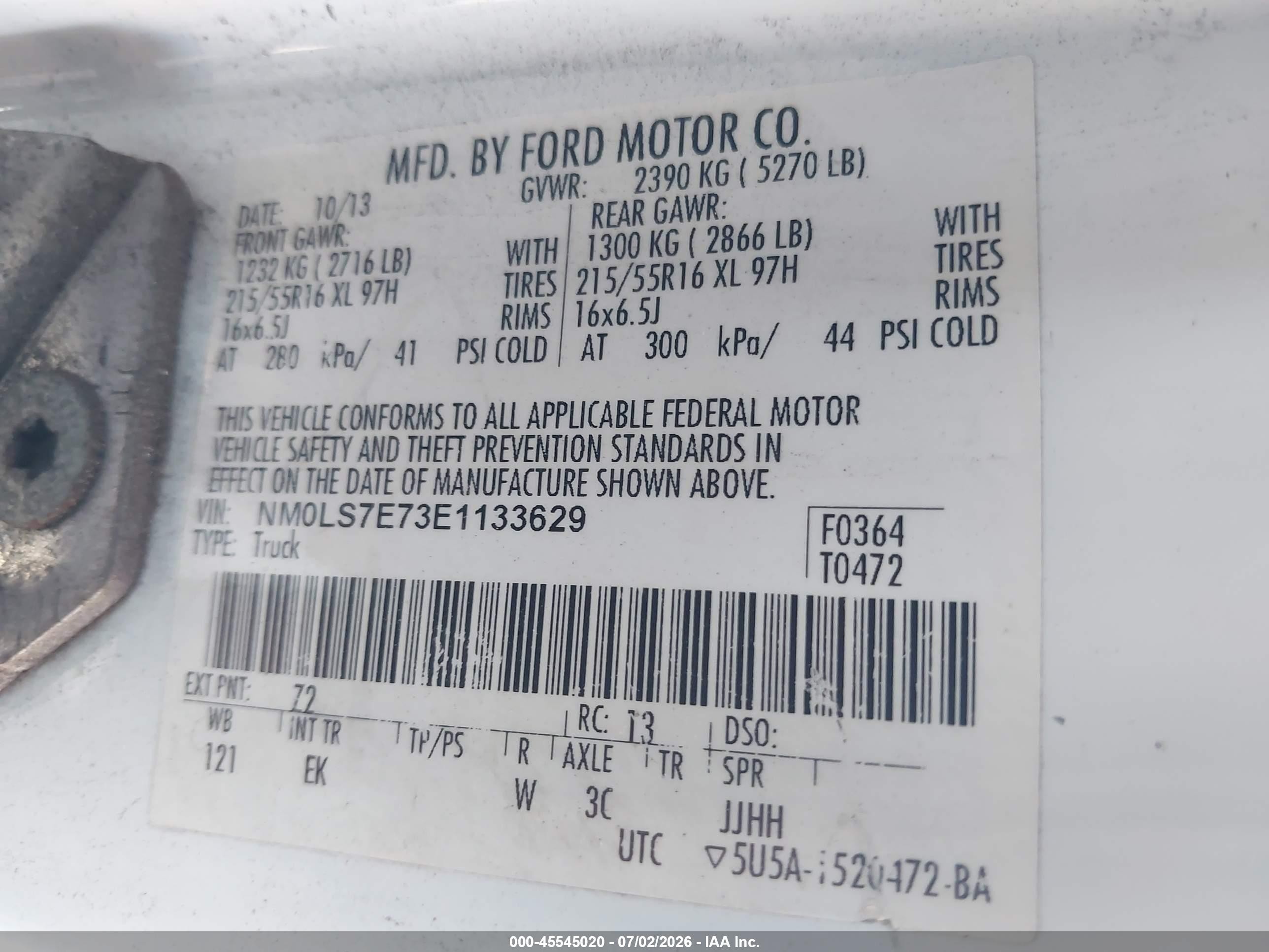 2014 Ford Transit Connect Xl Белый vin: NM0LS7E73E1133629