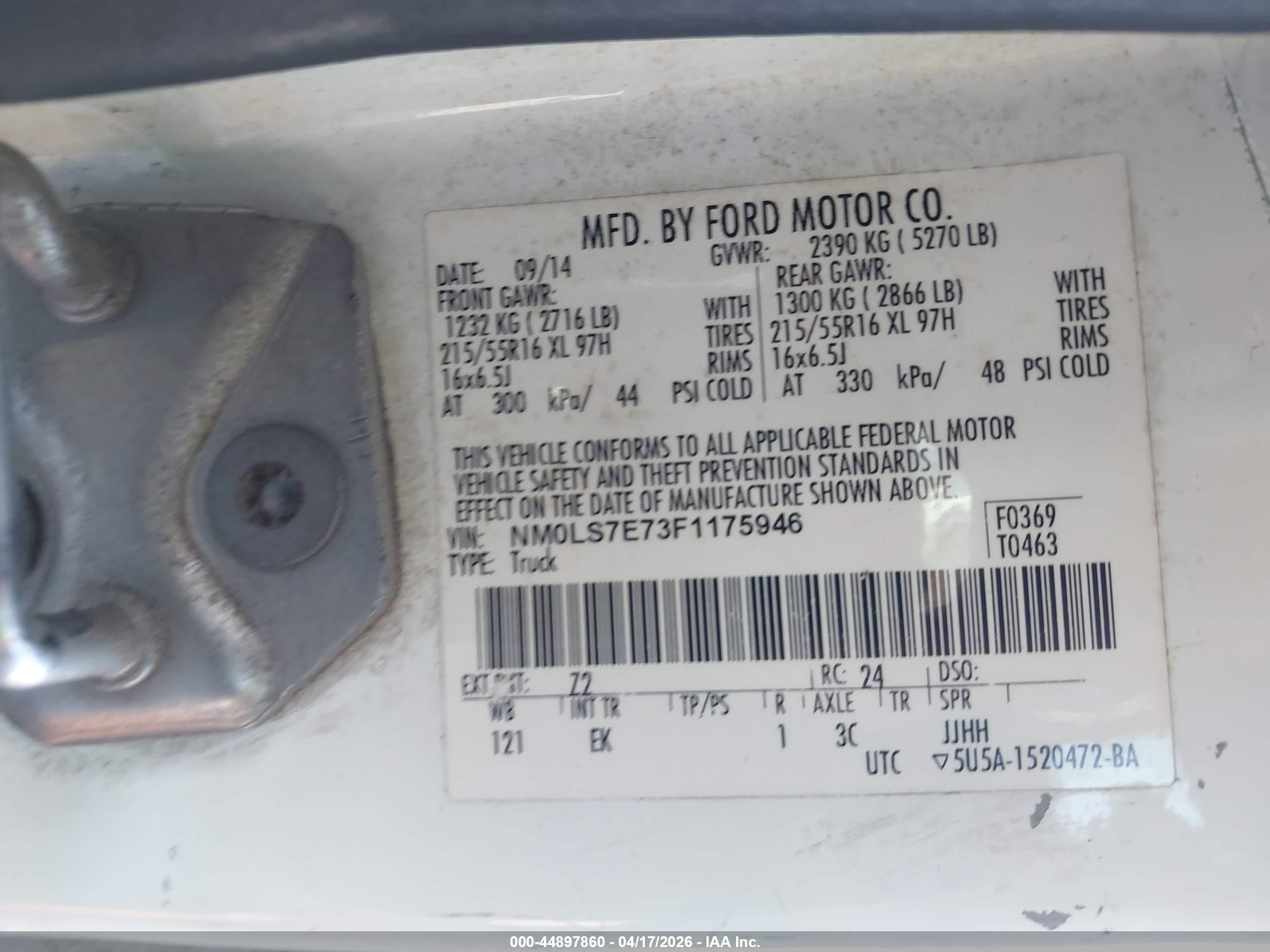 2015 Ford Transit Connect Xl White vin: NM0LS7E73F1175946
