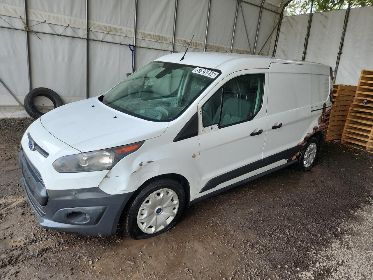 2014 Ford Transit Connect Xl White vin: NM0LS7E75E1143739 Damage: Left Front Fender, Dent(S) W/ Paint Dmg, > 12 Inches