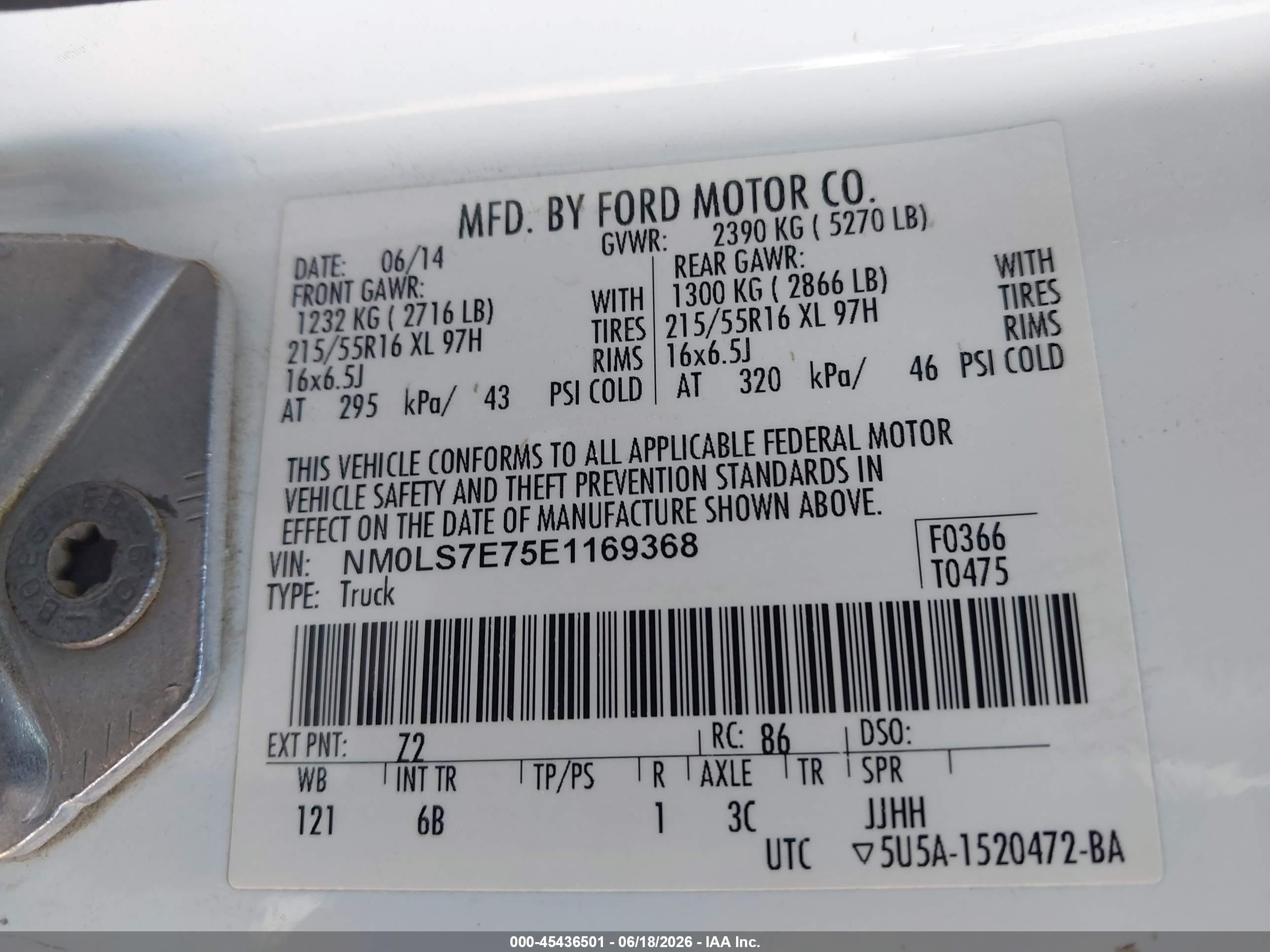 2014 Ford Transit Connect Xl White vin: NM0LS7E75E1169368