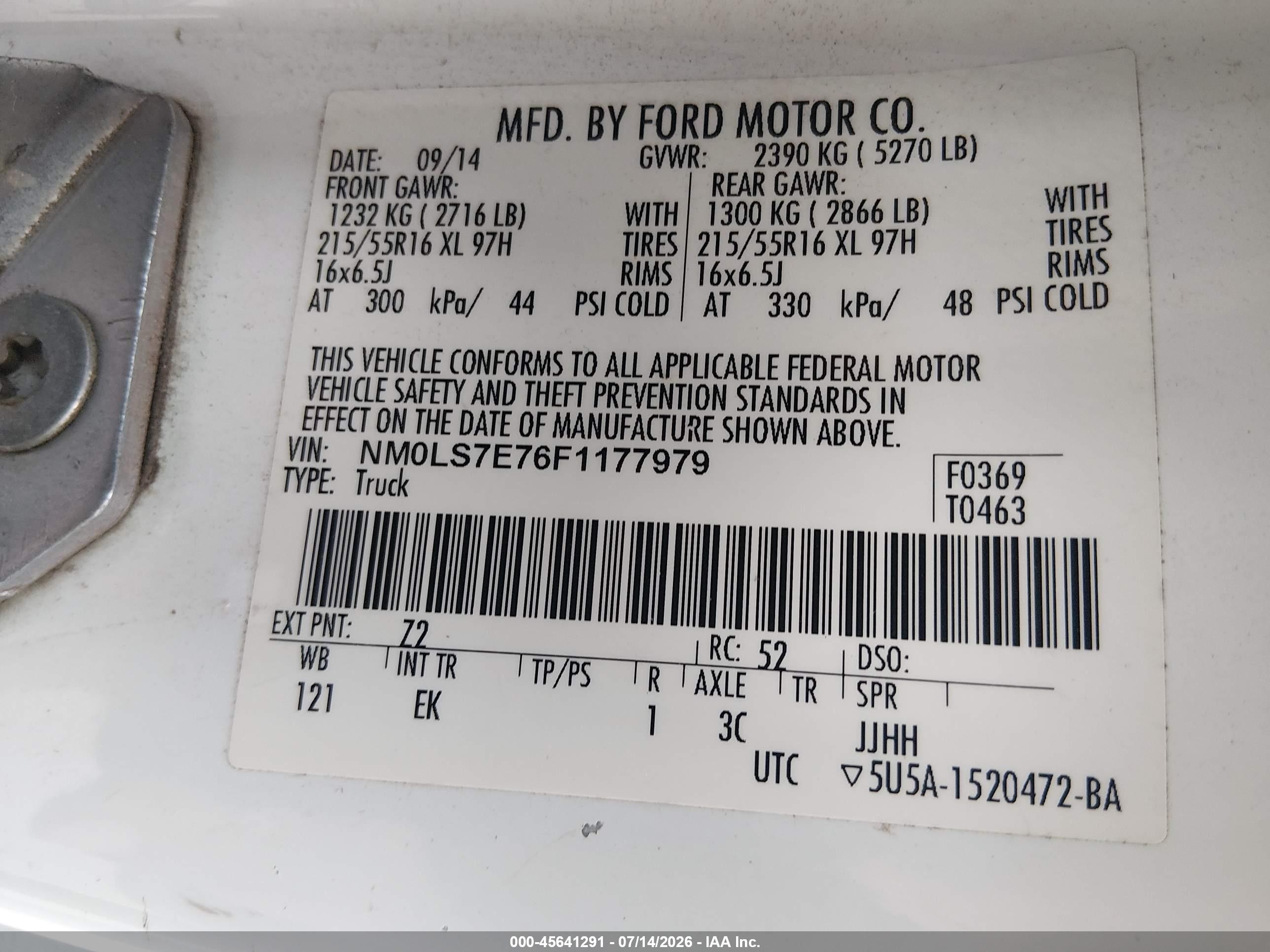 2015 Ford Transit Connect Xl Белый vin: NM0LS7E76F1177979