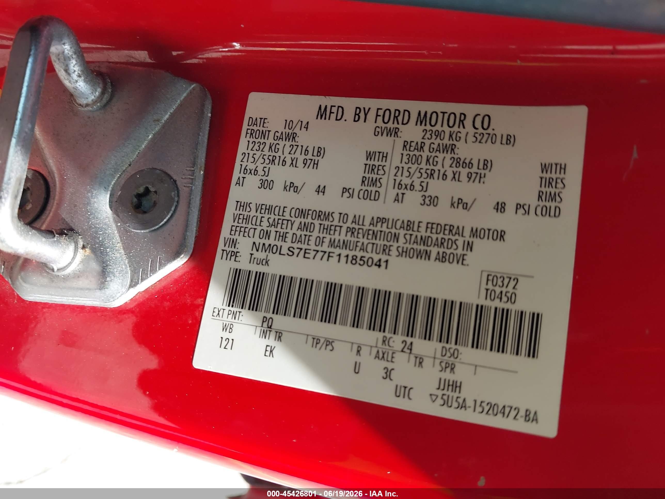 2015 Ford Transit Connect Xl Red vin: NM0LS7E77F1185041