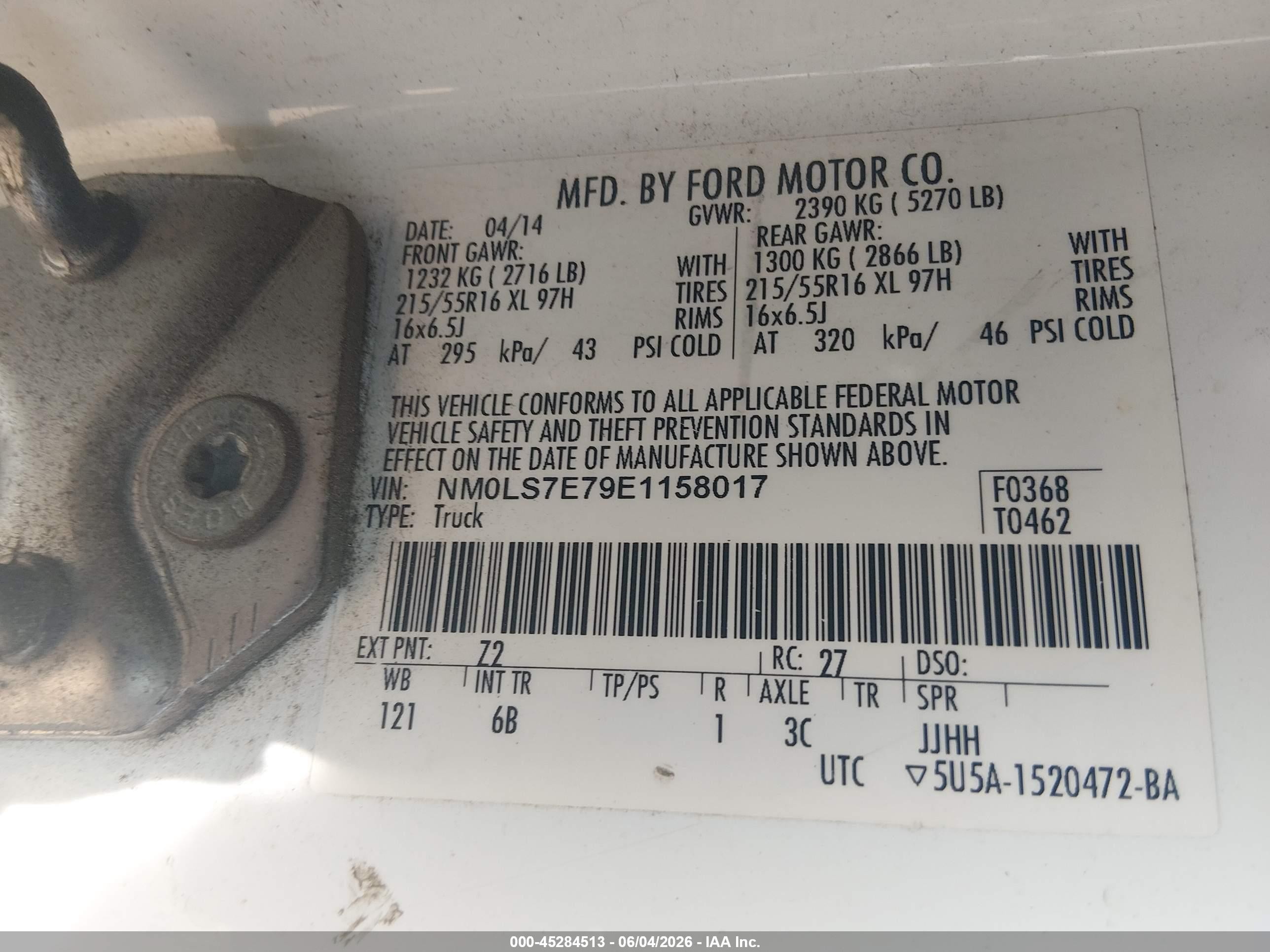 2014 Ford Transit Connect Xl White vin: NM0LS7E79E1158017
