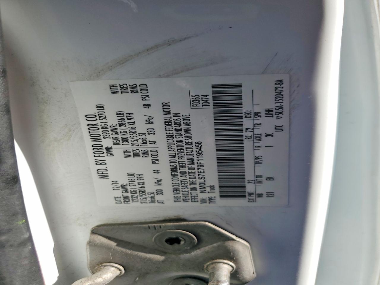 2015 Ford Transit Connect Xl White vin: NM0LS7E79F1195456