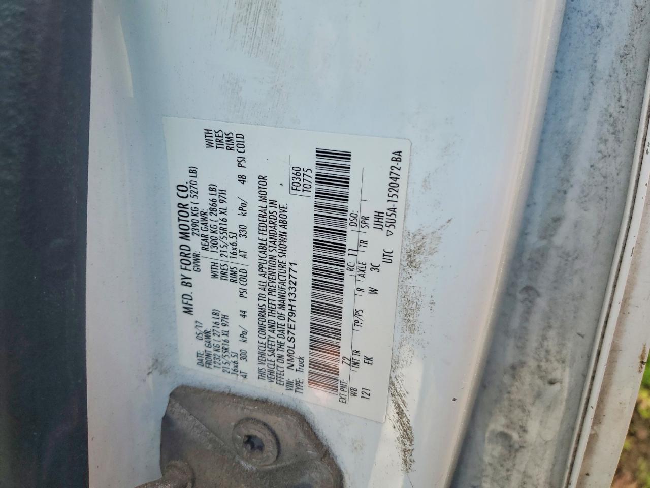 2017 Ford Transit Connect Xl White vin: NM0LS7E79H1332771