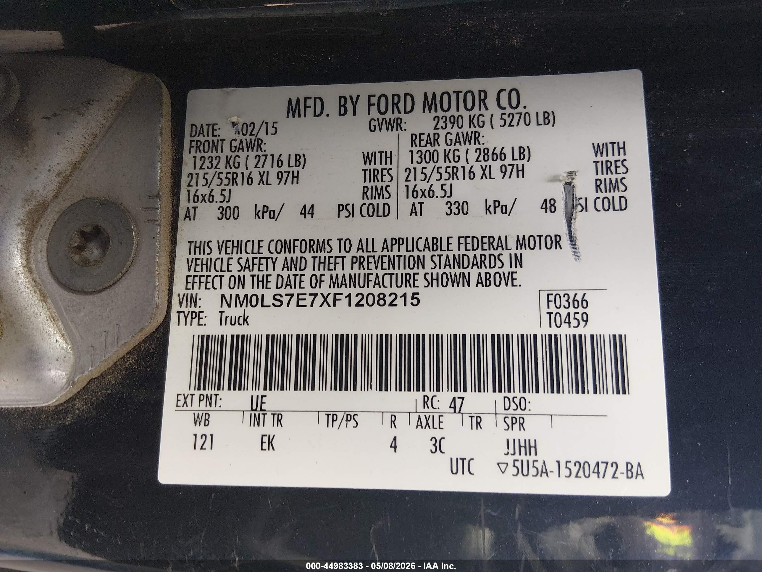 2015 Ford Transit Connect Xl Black vin: NM0LS7E7XF1208215