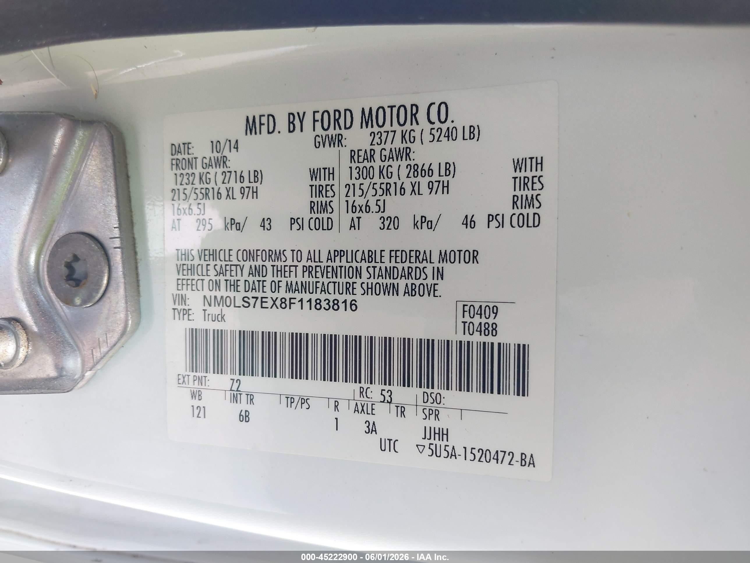 2015 Ford Transit Connect Xl Белый vin: NM0LS7EX8F1183816