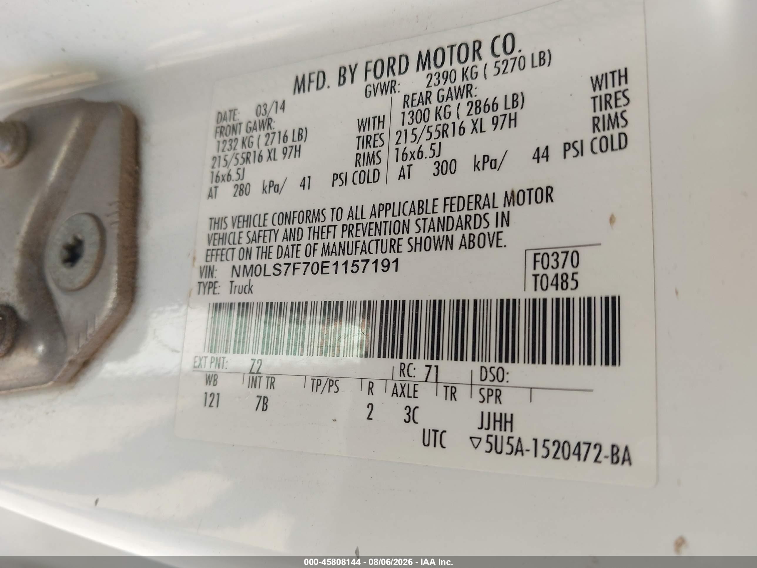 2014 Ford Transit Connect Xlt White vin: NM0LS7F70E1157191