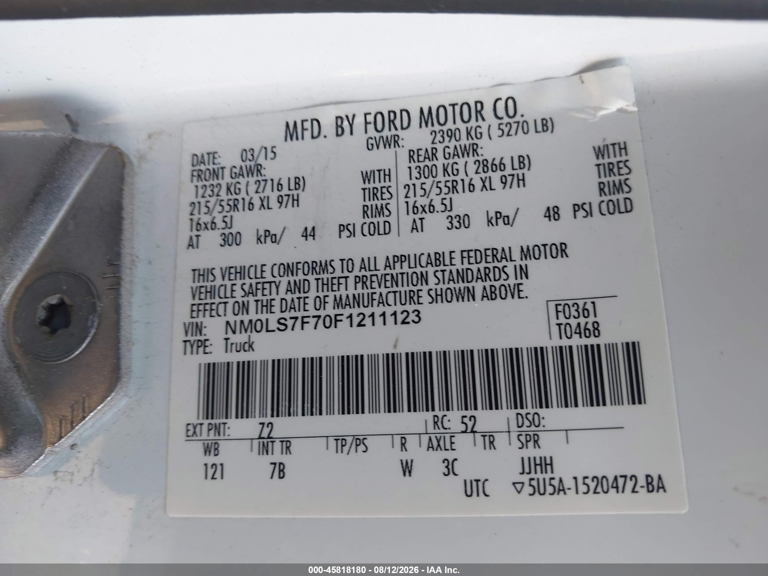 2015 Ford Transit Connect Xlt Белый vin: NM0LS7F70F1211123