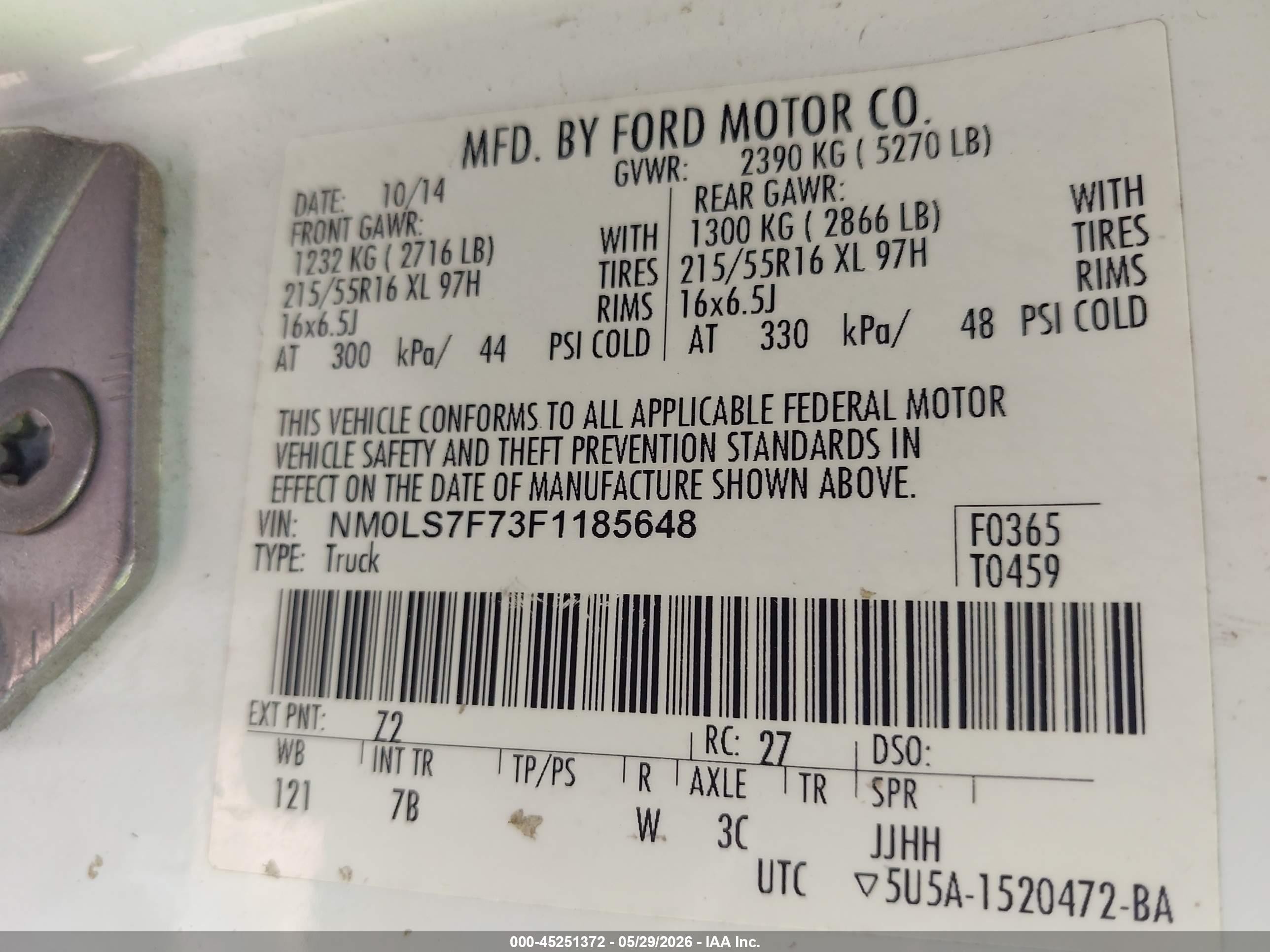 2015 Ford Transit Connect Xlt White vin: NM0LS7F73F1185648