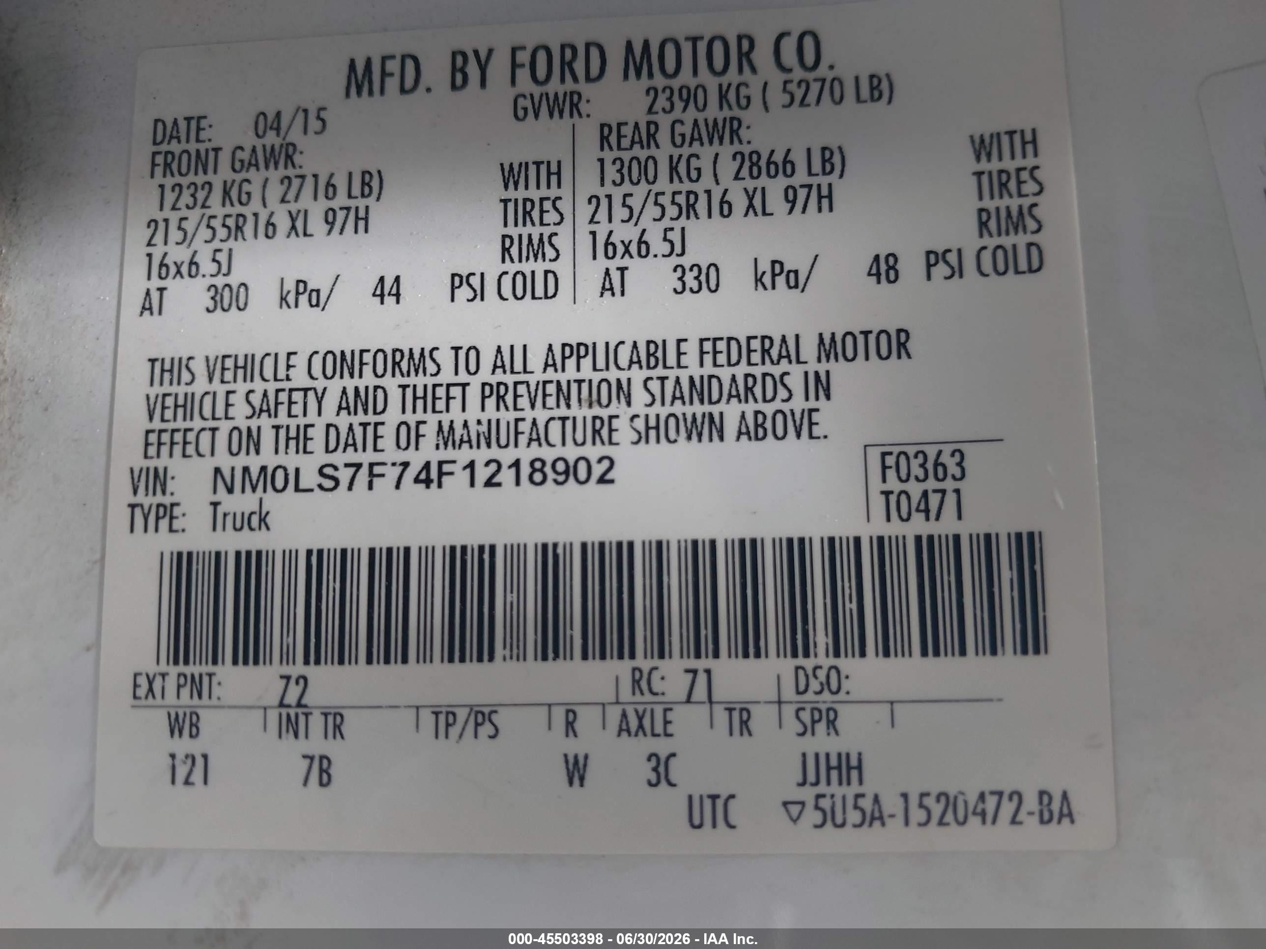 2015 Ford Transit Connect Xlt White vin: NM0LS7F74F1218902