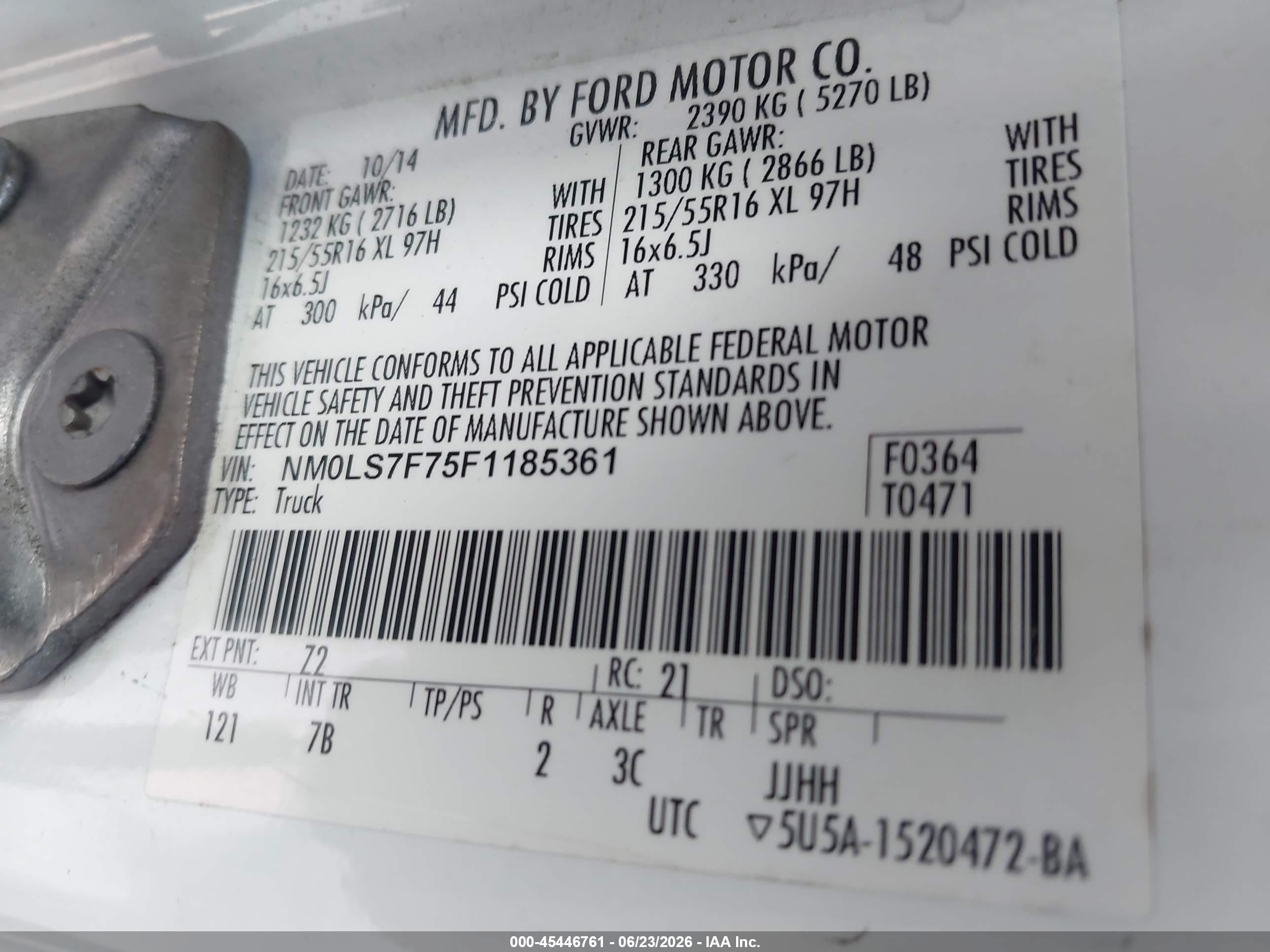 2015 Ford Transit Connect Xlt White vin: NM0LS7F75F1185361