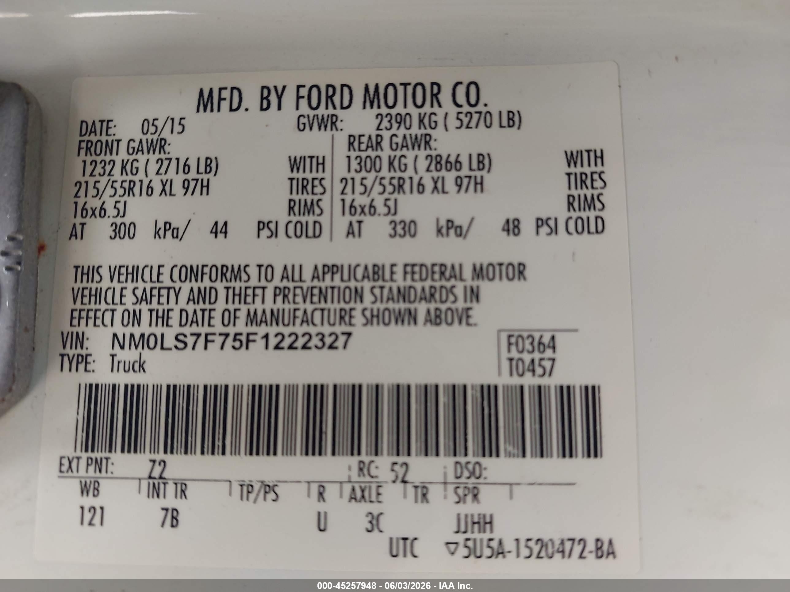 2015 Ford Transit Connect Xlt White vin: NM0LS7F75F1222327