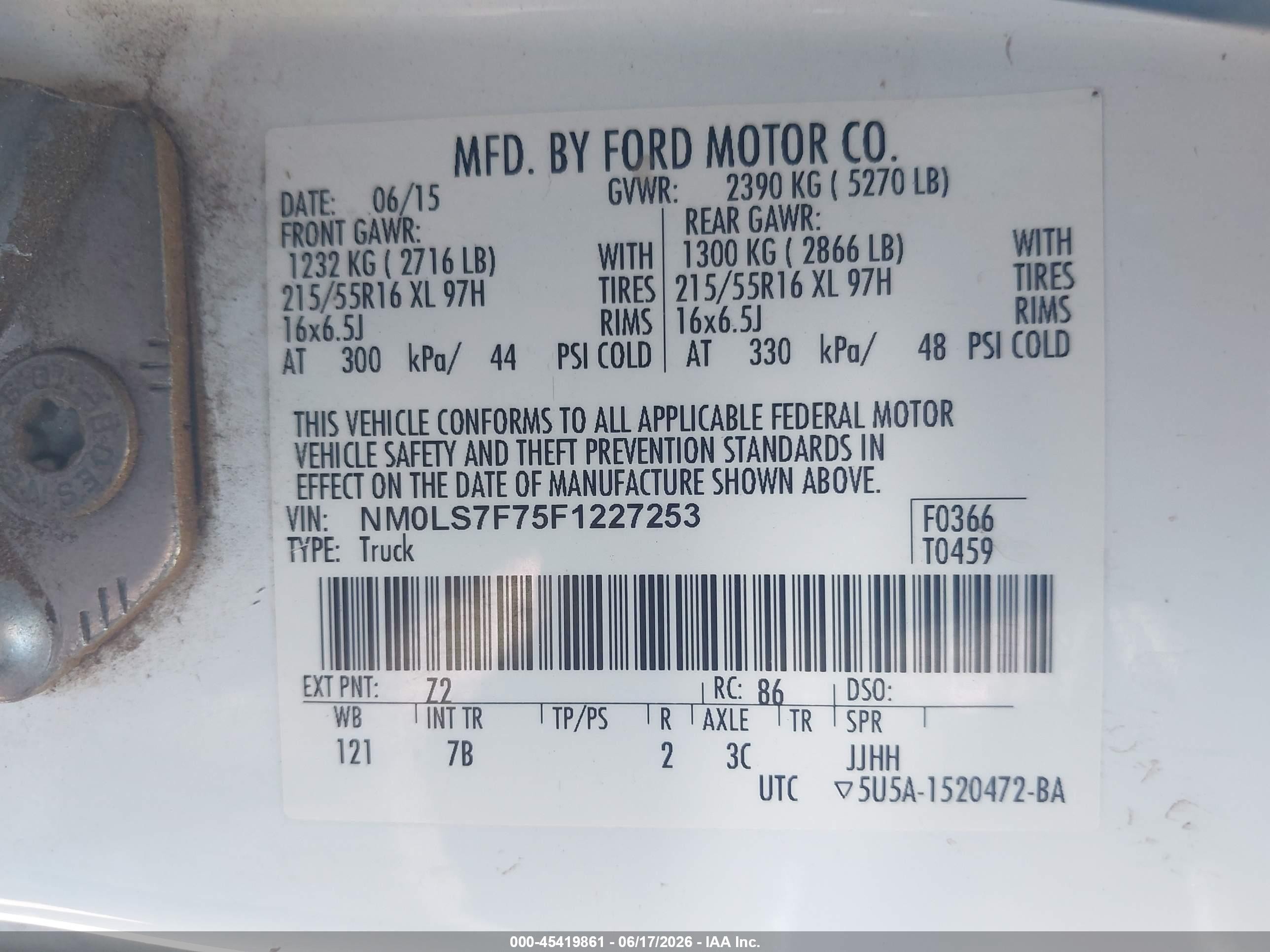 2015 Ford Transit Connect Xlt Белый vin: NM0LS7F75F1227253