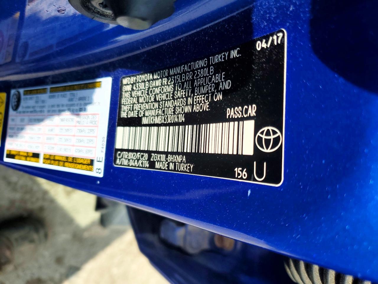 2018 Toyota C-hr Xle Blue vin: NMTKHMBX3JR014104