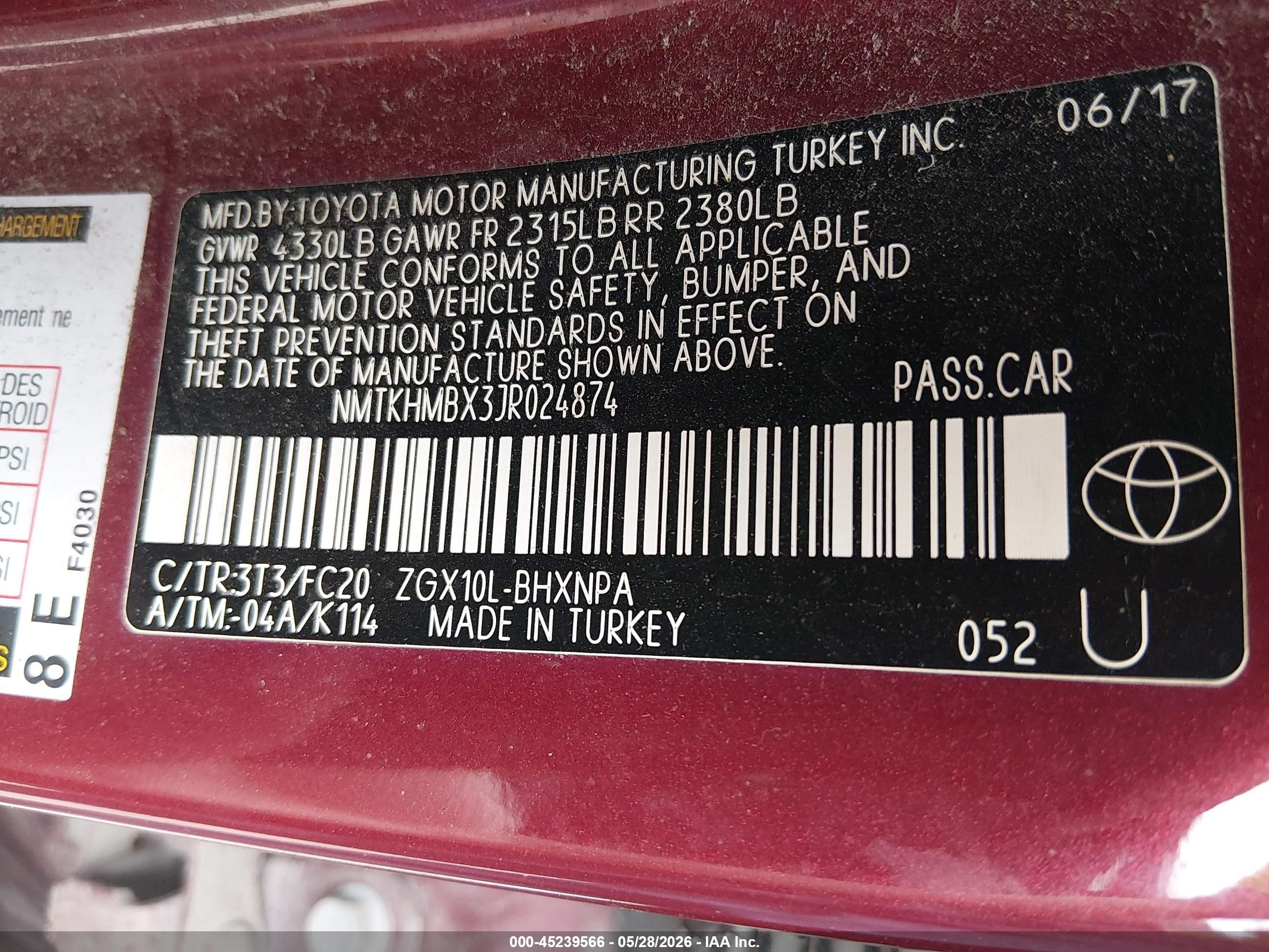 2018 Toyota C-hr Xle Premium Red vin: NMTKHMBX3JR024874