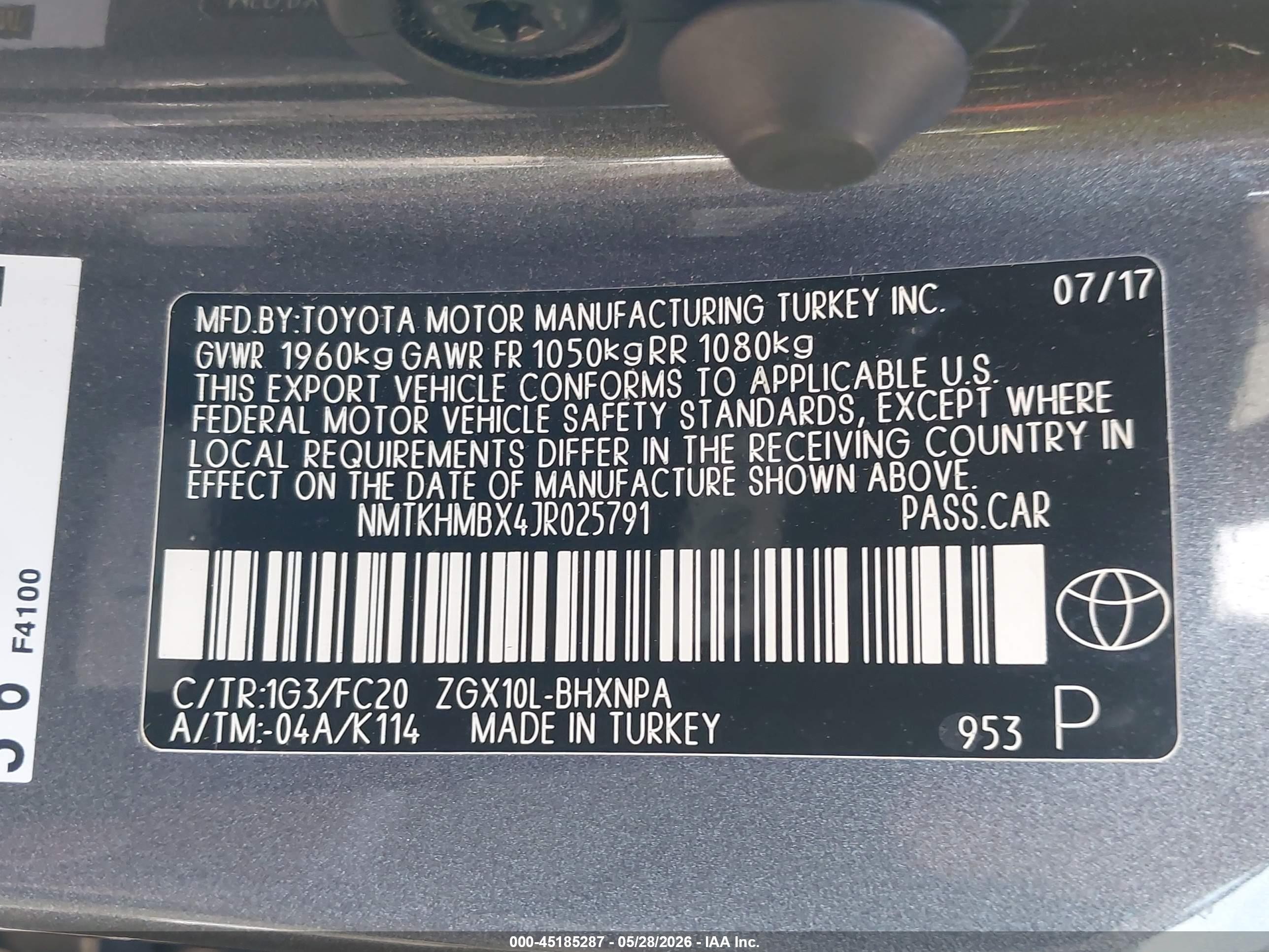 2018 Toyota C-hr Xle/xle Premium Gray vin: NMTKHMBX4JR025791