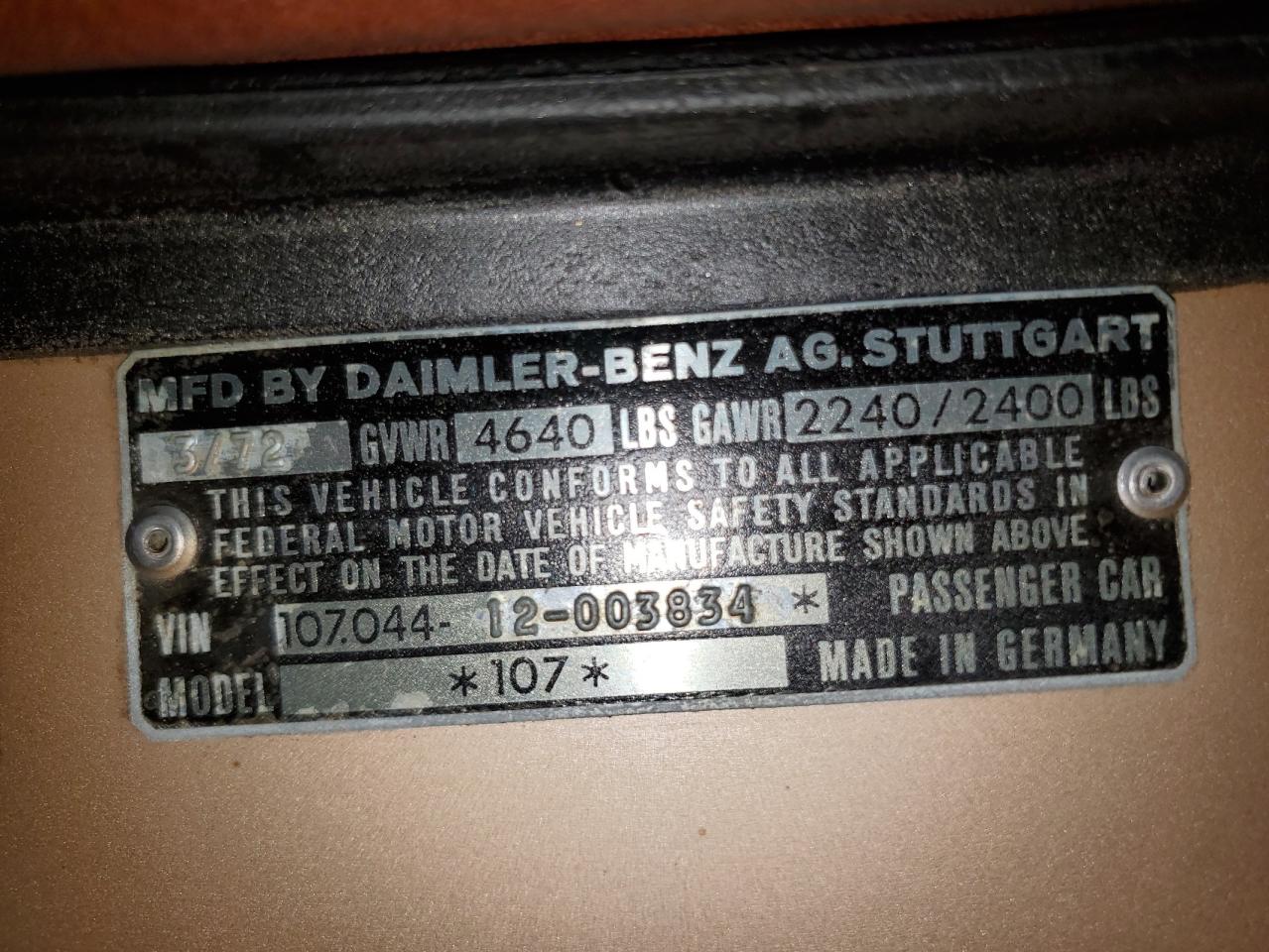 1972 Mercedes Benz 350sl Tan vin: O7204412003834