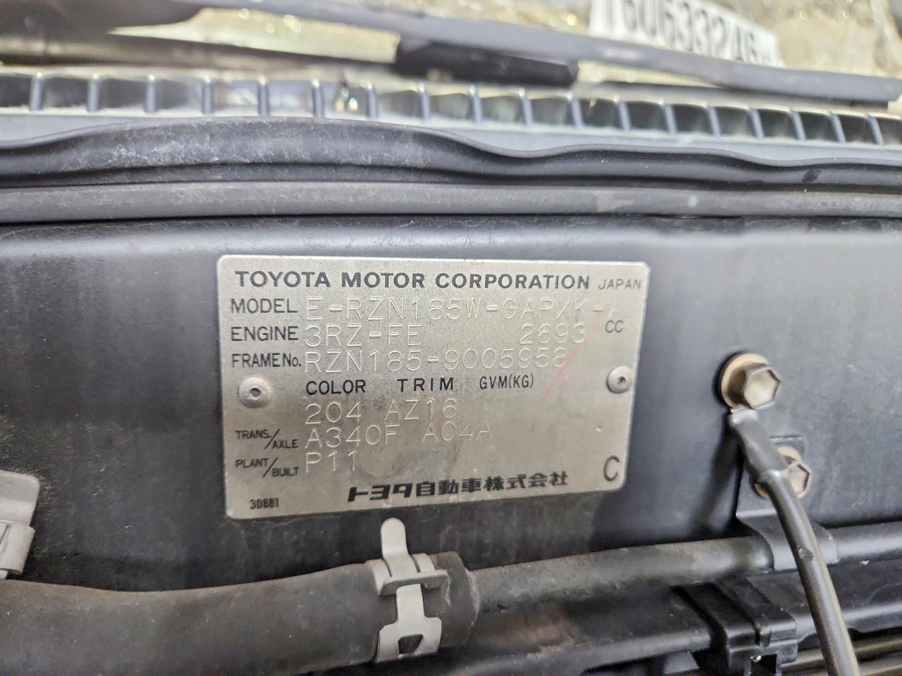 1997 Toyota Hilux Surf Charcoal vin: RZN1859005958