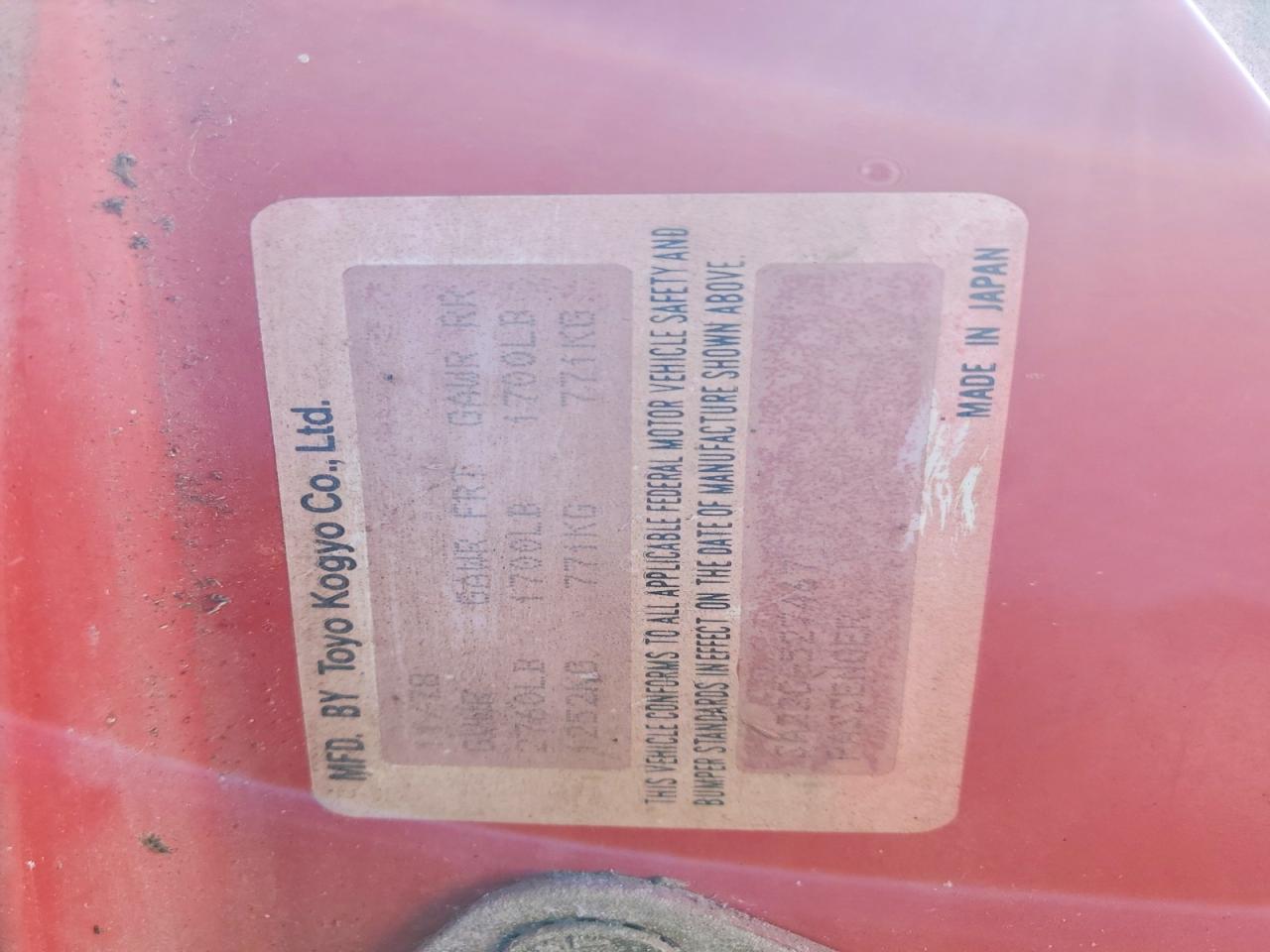 1979 Mazda Rx7 Red vin: SA22C527467