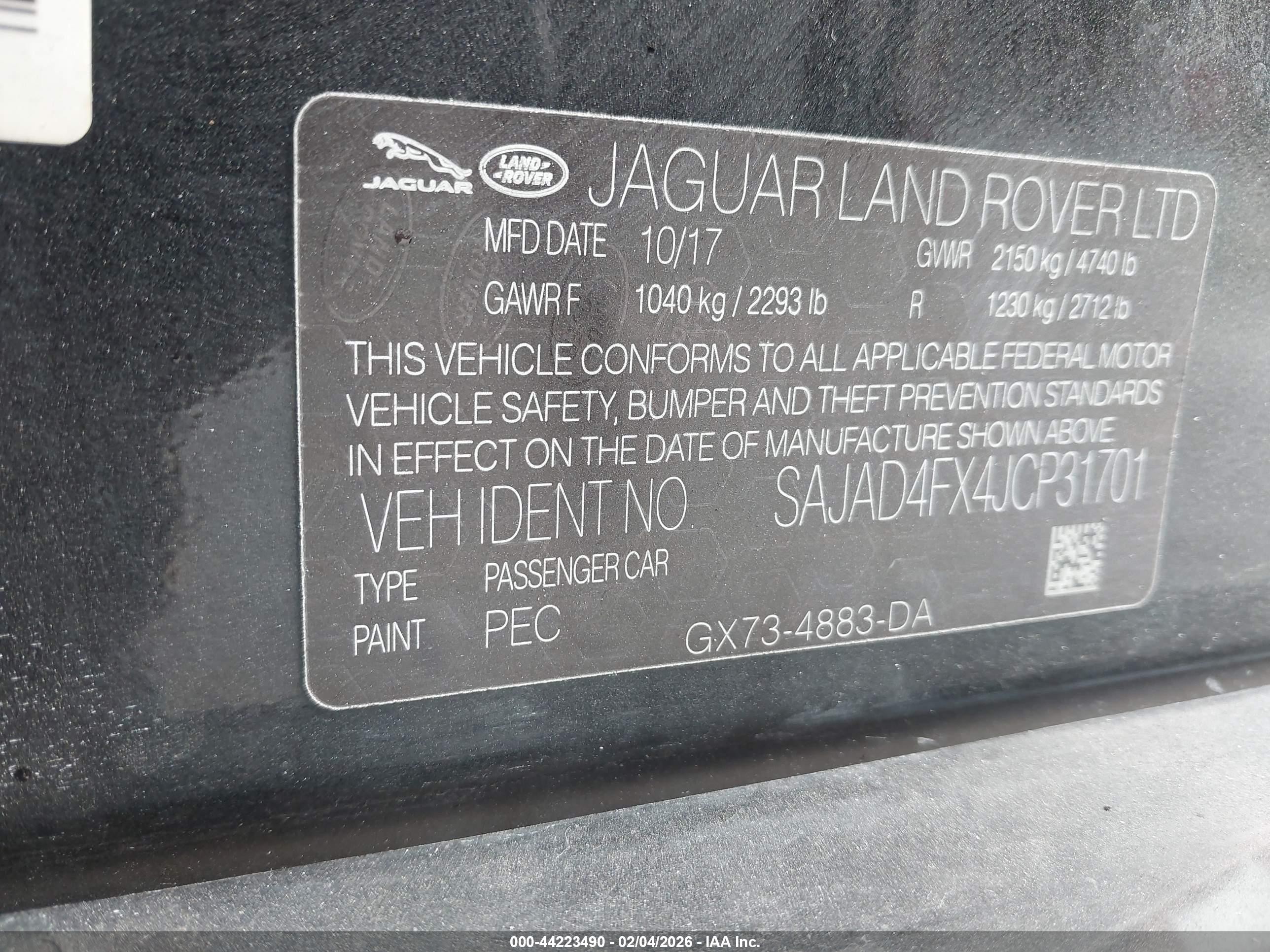 2018 Jaguar Xe 25t Premium Черный vin: SAJAD4FX4JCP31701