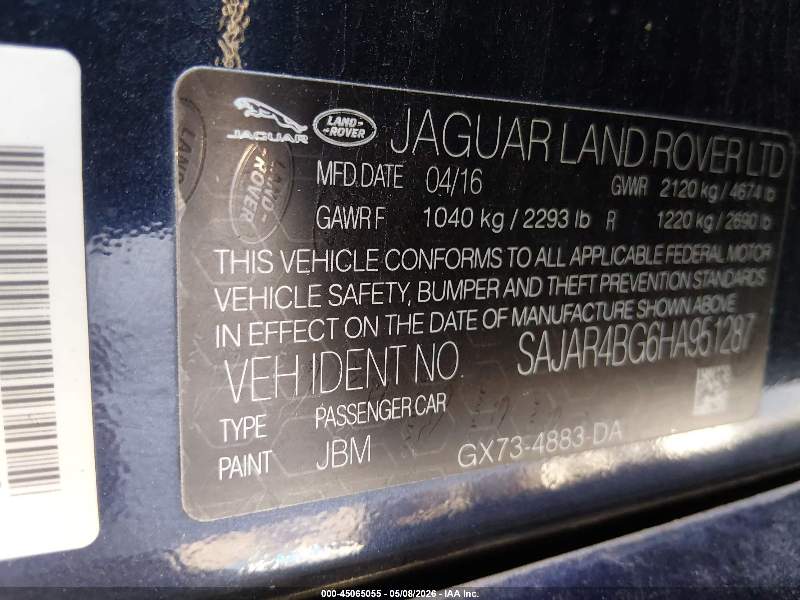 2017 Jaguar Xe 25t Синий vin: SAJAR4BG6HA951287