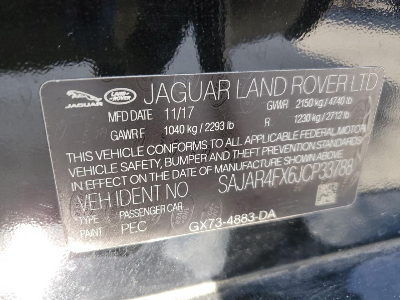 2018 Jaguar Xe Black vin: SAJAR4FX6JCP33788