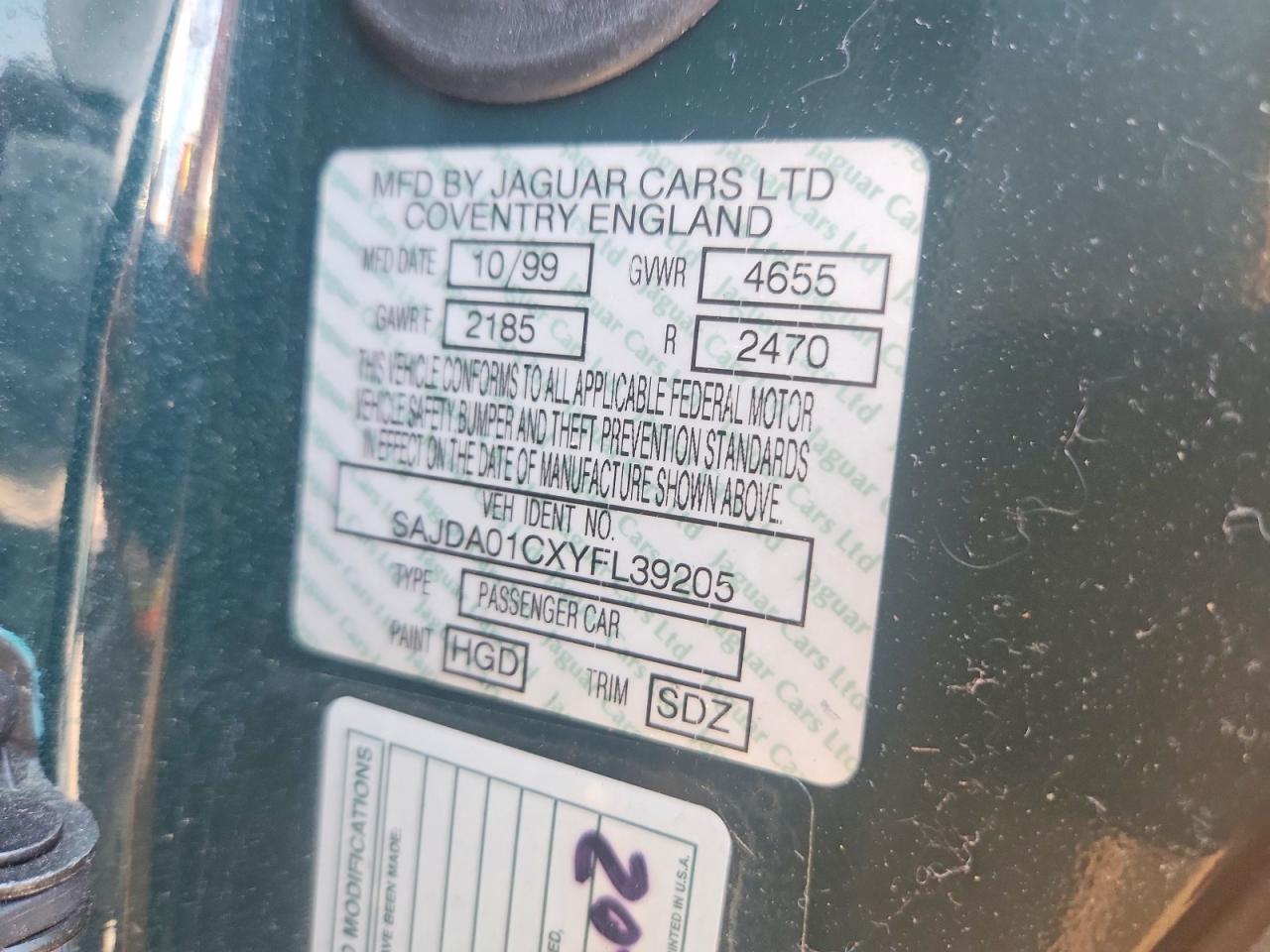 2000 Jaguar S-type Green vin: SAJDA01CXYFL39205