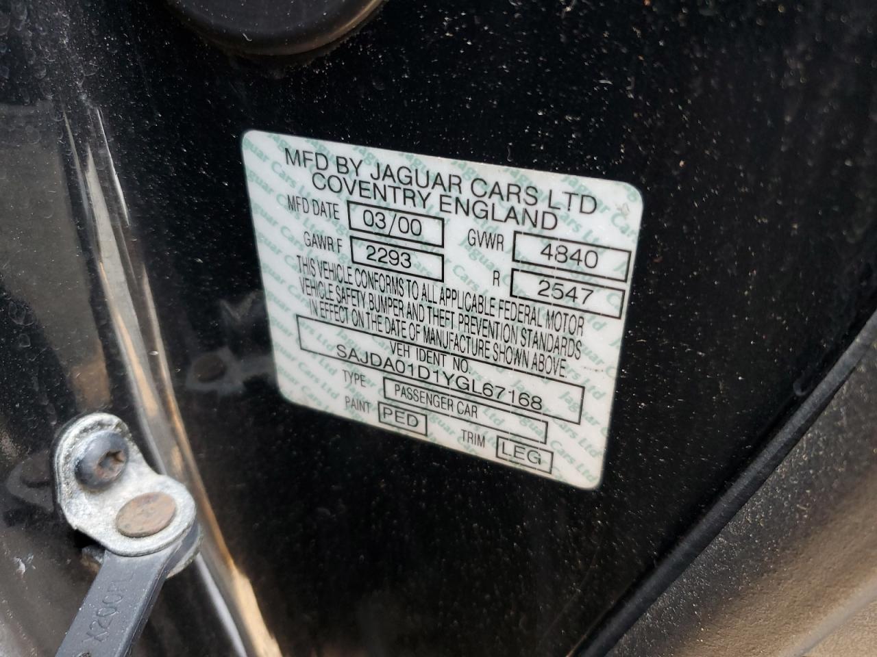 2000 Jaguar S-type Black vin: SAJDA01D1YGL67168